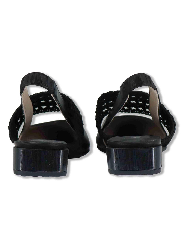 Decollete slingback donna in pelle nera con punta a punta e tacco basso HV264778 BLACK Hispanitas 