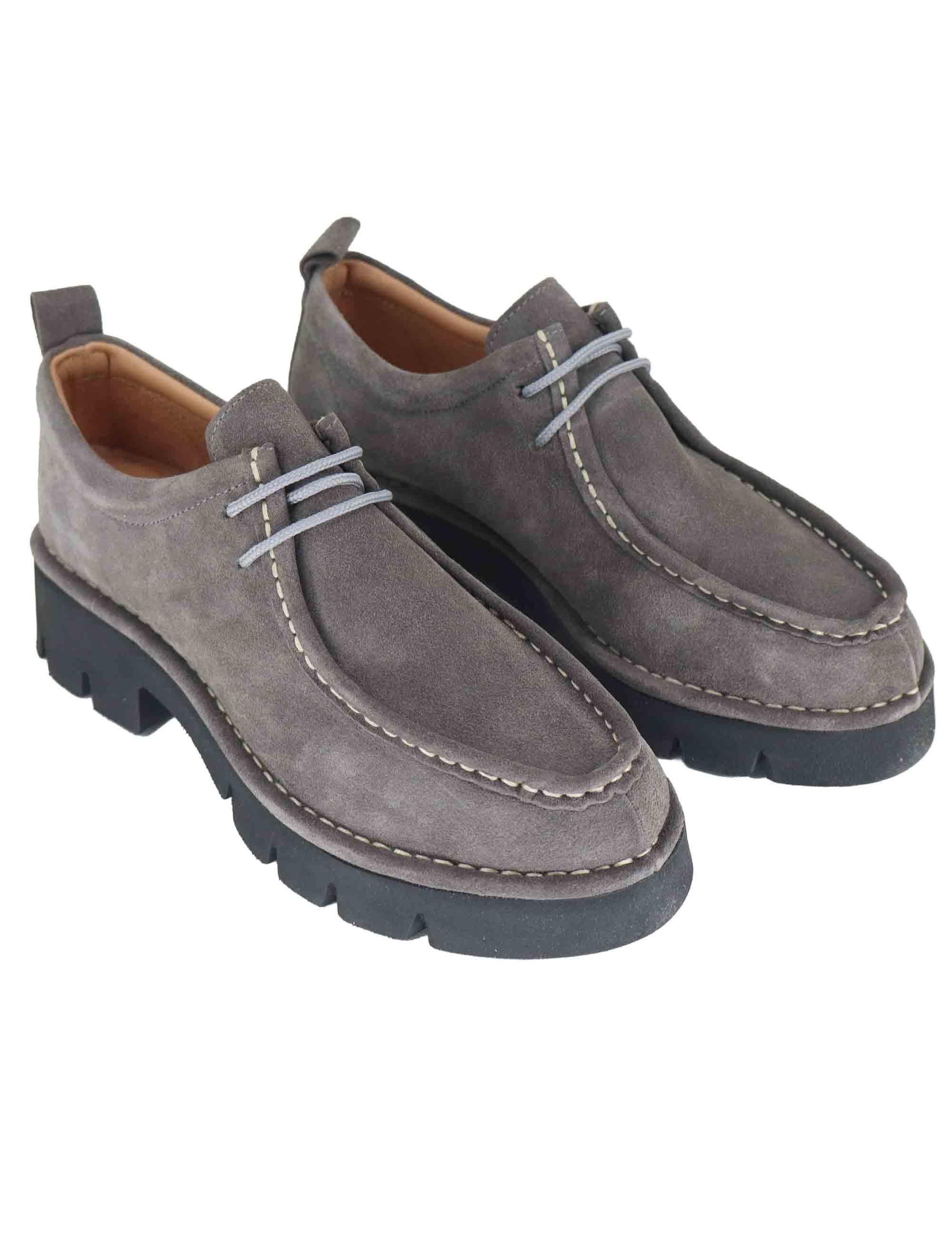 Stringate donna in crosta grigia con suola alta in gomma SP45081 066 Spatarella 