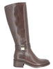 Women's Brown Leather Boots with Gold Buckle SPST7005 014
