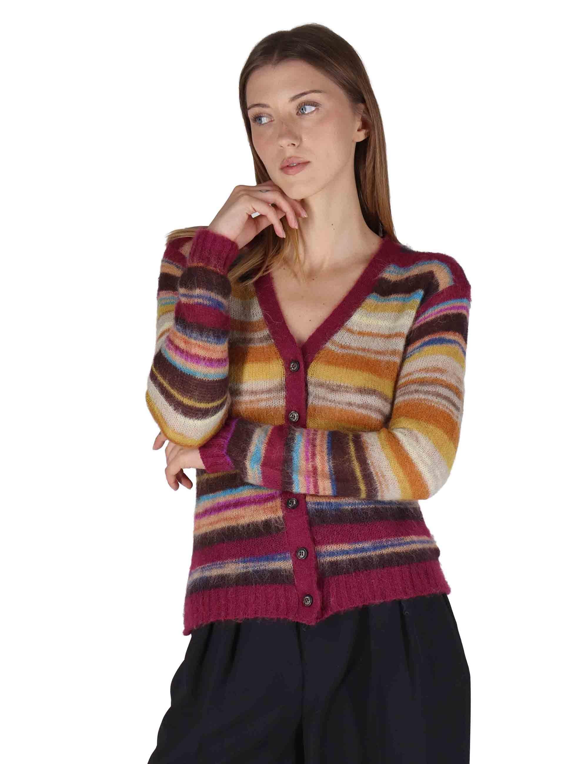 Cargidan donna Mohair Mix Print in lana cammello a fantasia JN370478209 41B21 Maliparmi 