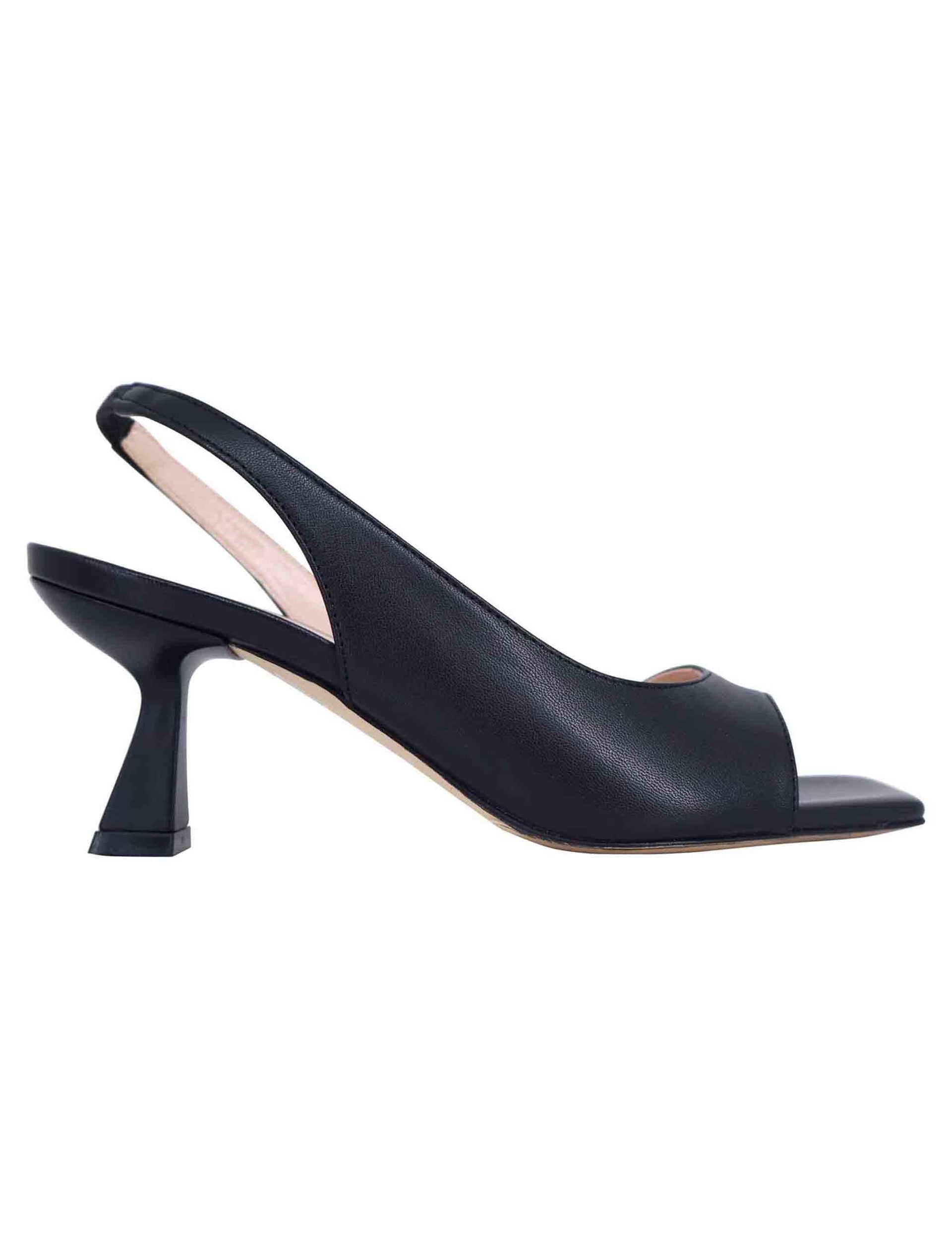 Sandali slingback donna in pelle nera con punta quadra SP5424 001 Spatarella 