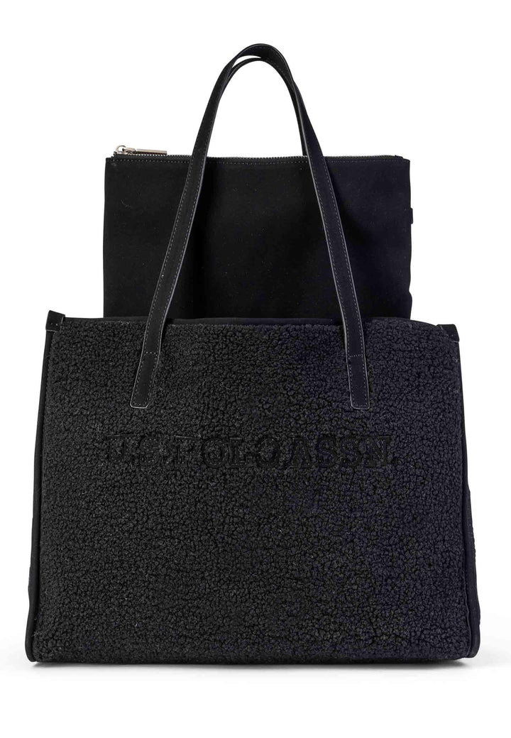Borsa donna tote a spalla in teddy nero Sussex Shopping BIUZB6244WZ C005 U.S. Polo Assn. 
