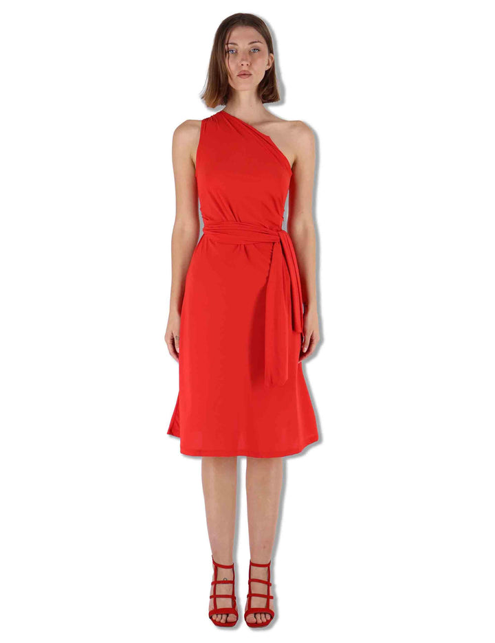 Abiti donna Soft in jersey rosso monospalla con fusciacca JF671570210 30000 Maliparmi 