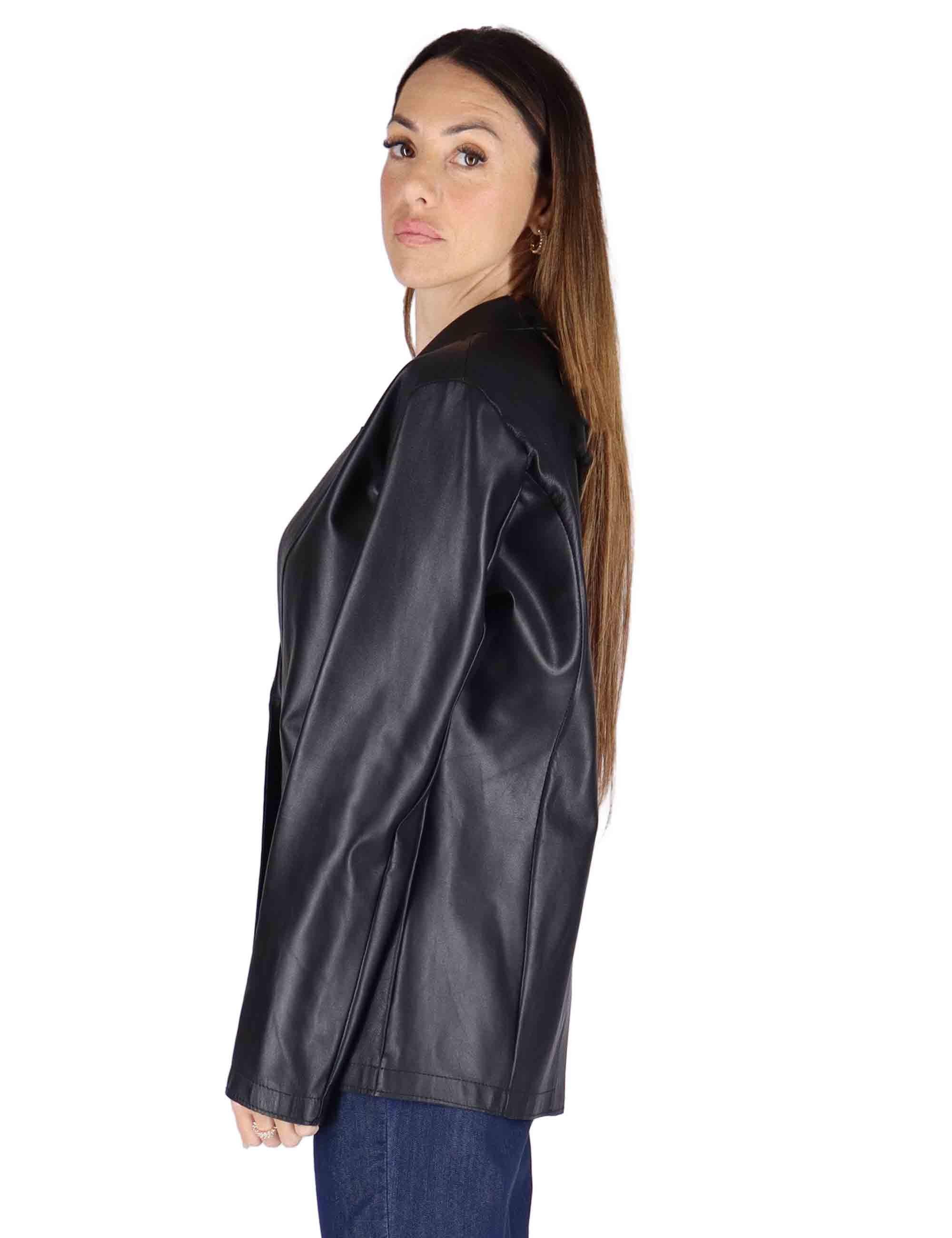 Giacche over donna in pelle nera SP2375 0001 Spatarella 