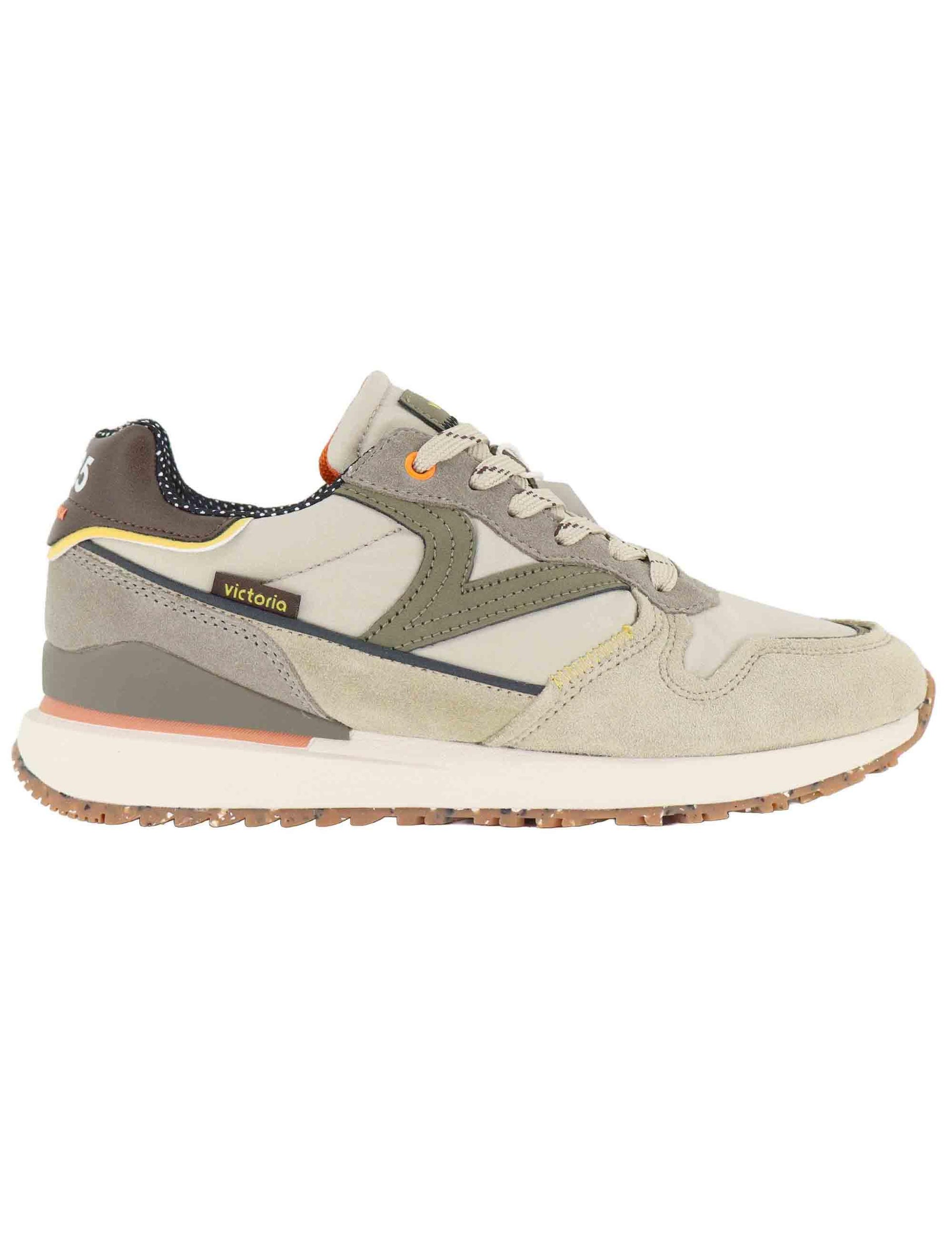 Sneakers uomo in pelle e tessuto taupe 8802114 Taupe Victoria 