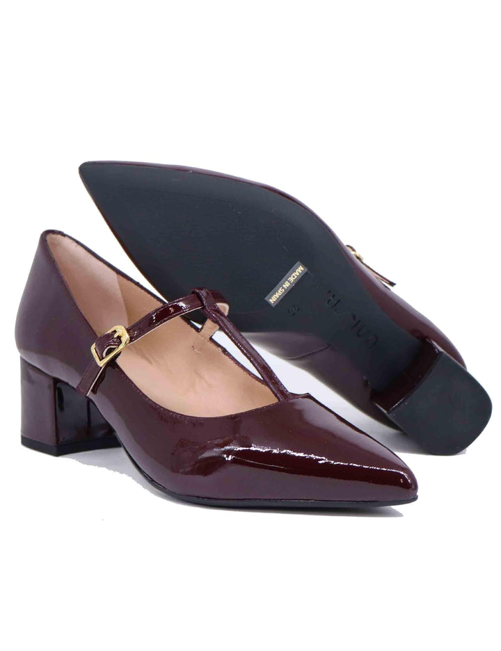 Mery Jane donna in vernice bordeaux con punta a punta JEZER PA BURDEOS PATENT Unisa 