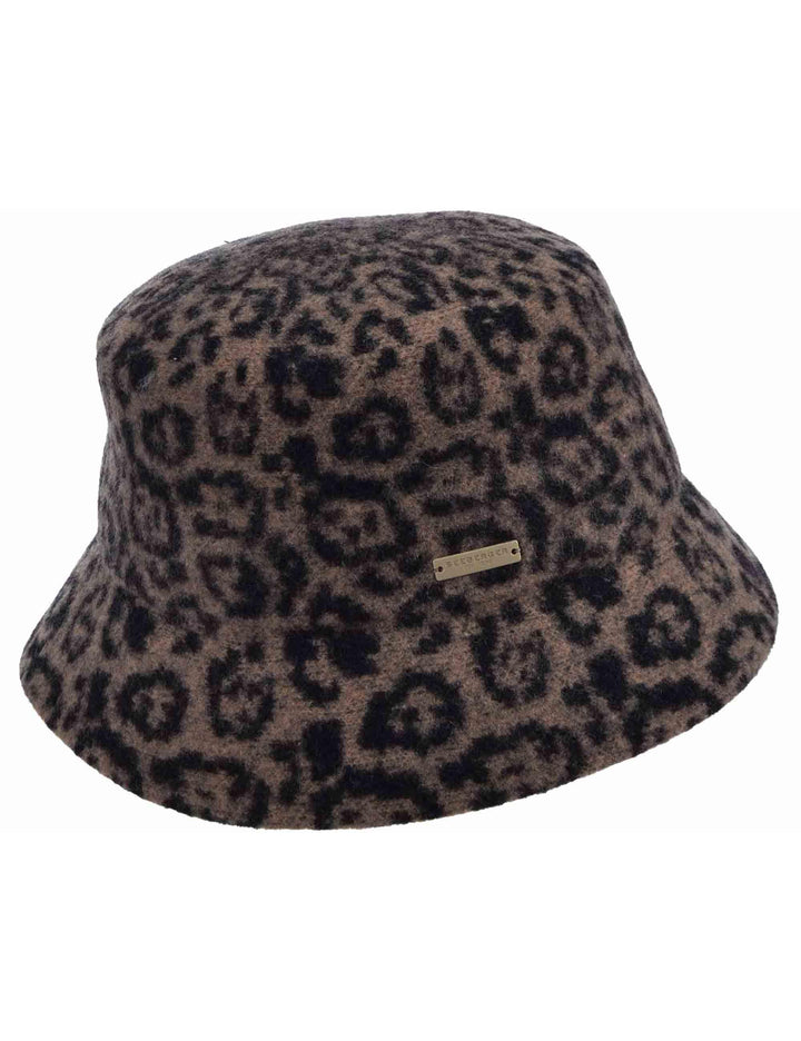 Cappelli donna da pescatore in lana animalier nero 019850-00000 1095 Seeberger Est 1890 