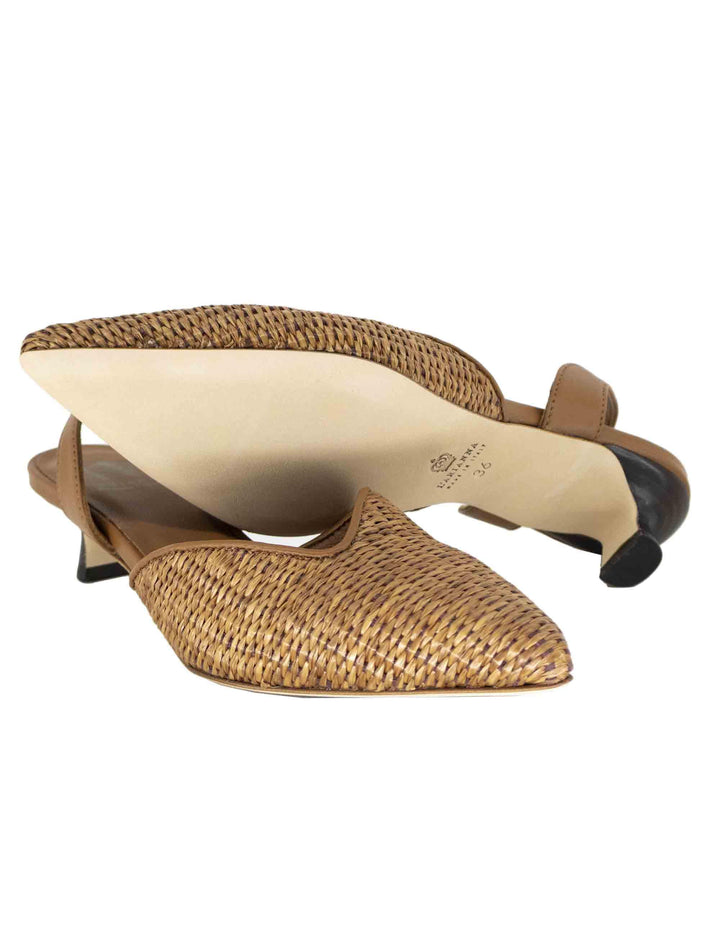 Slingback donna in pelle cuoio e rafia CH2533/RT 014 L'Arianna 