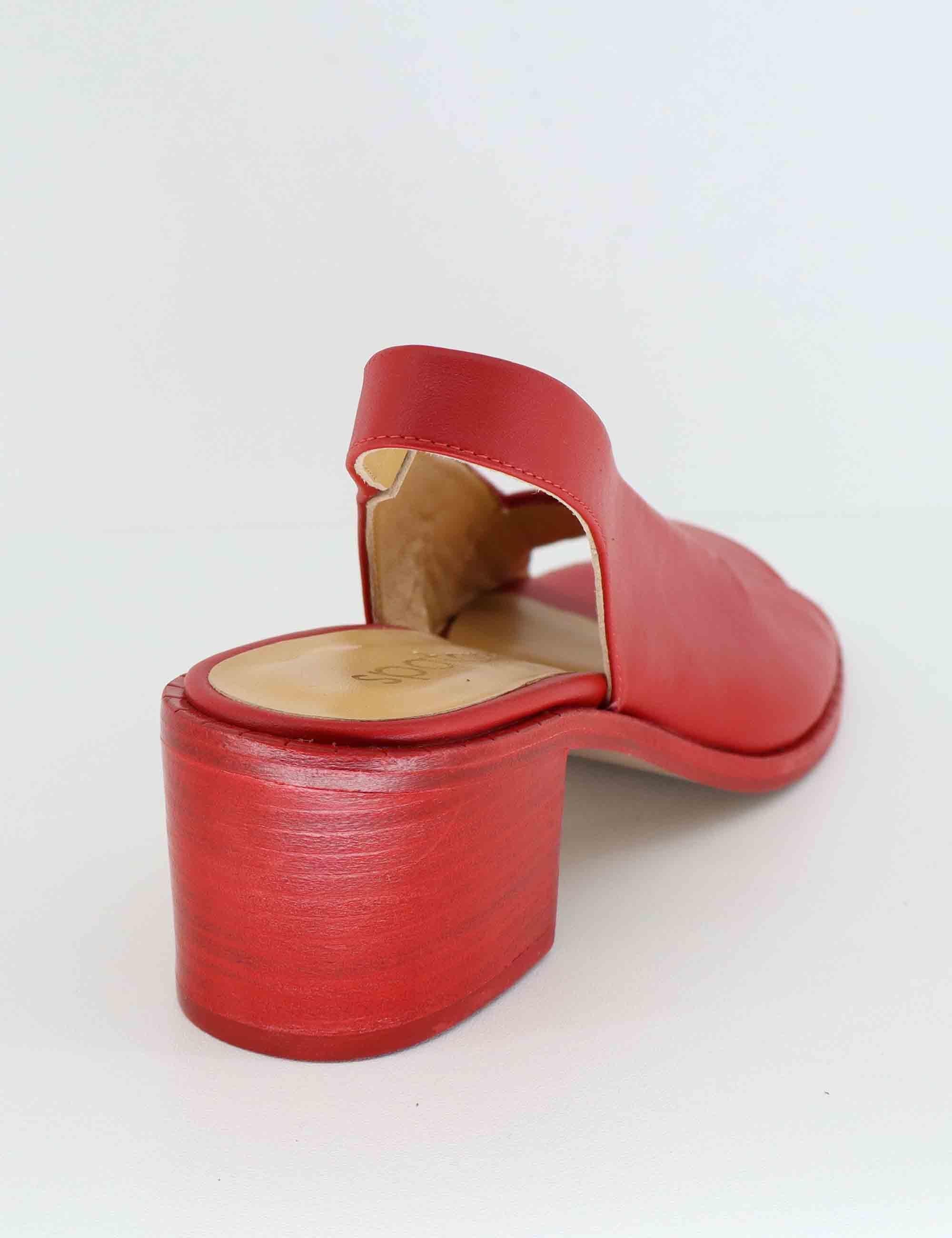 Sandali slingback donna in pelle rossa con tacco medio SP2043 055 Spatarella 