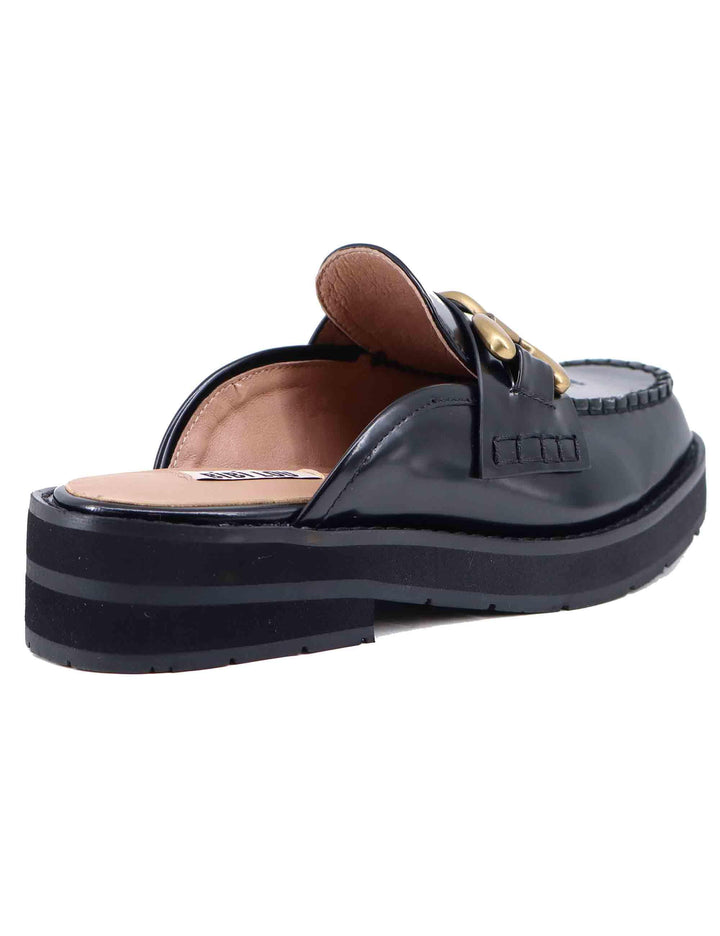 Mule donna Zagreb in vernice nera con morsetto oro 584Z16VK 03 Bibi Lou 