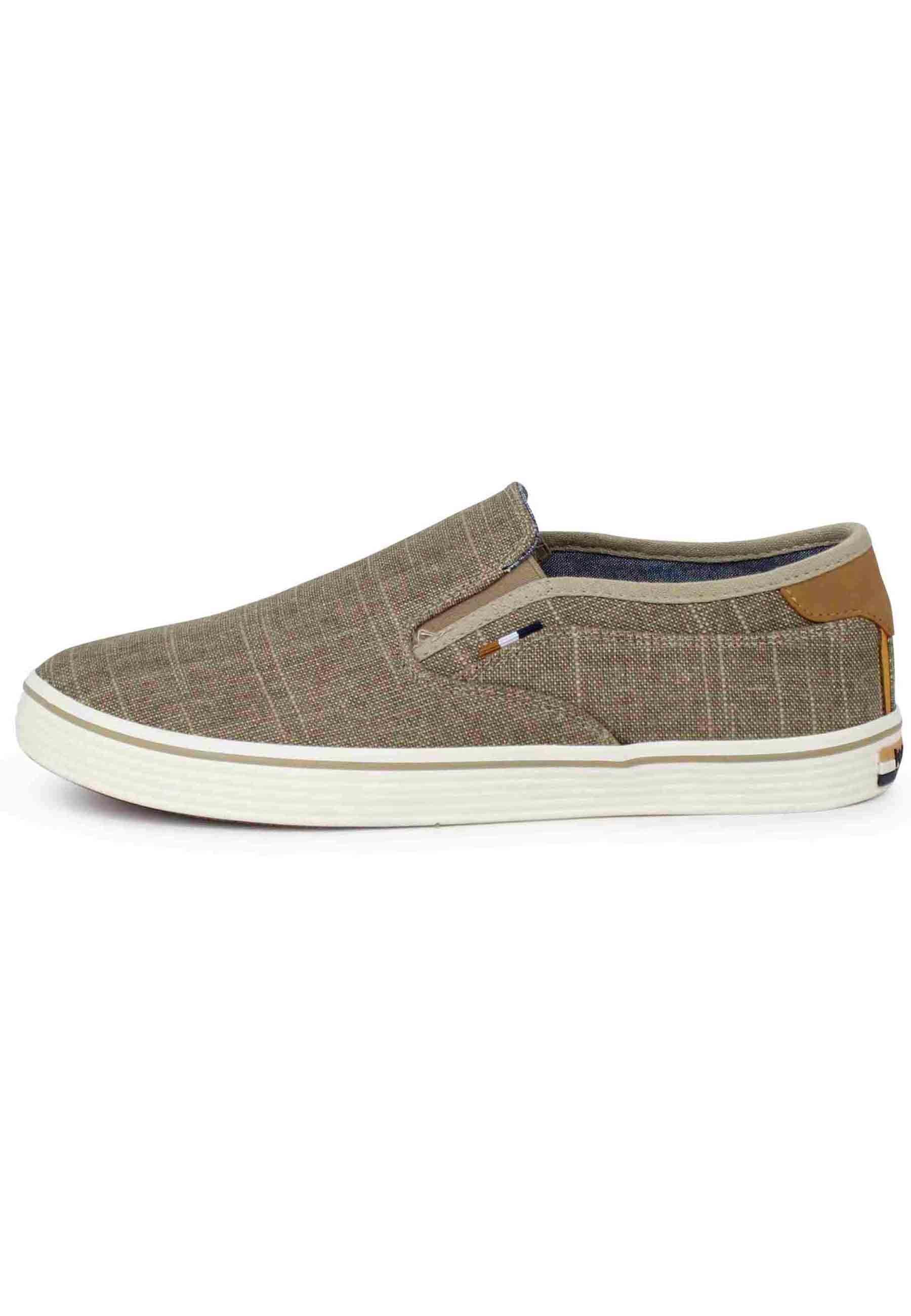 Mocassini uomo Calypso Slip On in tessuto beige con suola in gomma WM31031A 025 Wrangler 
