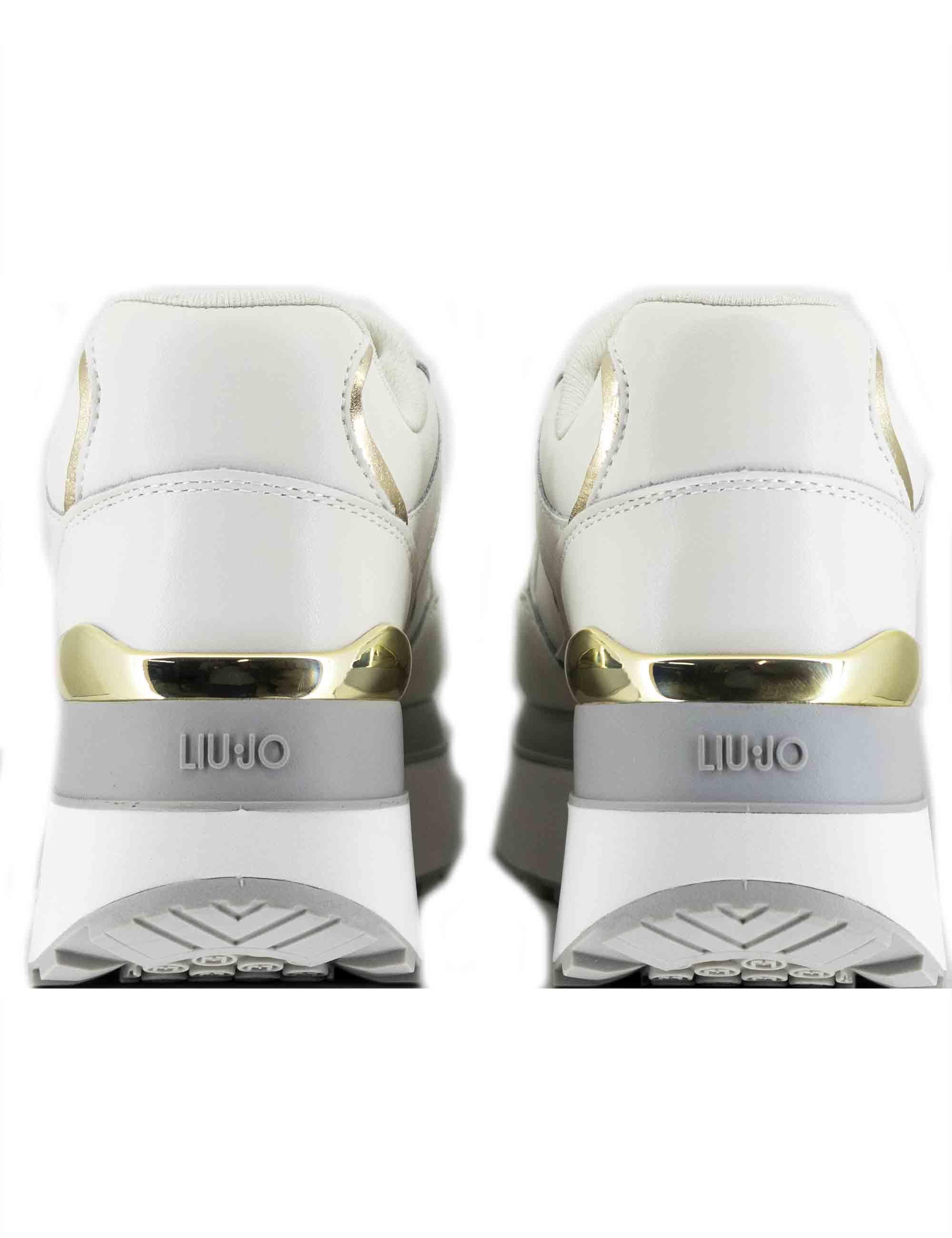 Sneakers Maxi Wonder Plus 01 in pelle off white con zeppa alta in gomma BF5011P0102S1400 Off White Liu-Jo 