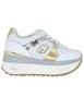 Sneakers in pelle bianca con riporti in contrasto Donna MAXI WONDER 02 BIS GOLD