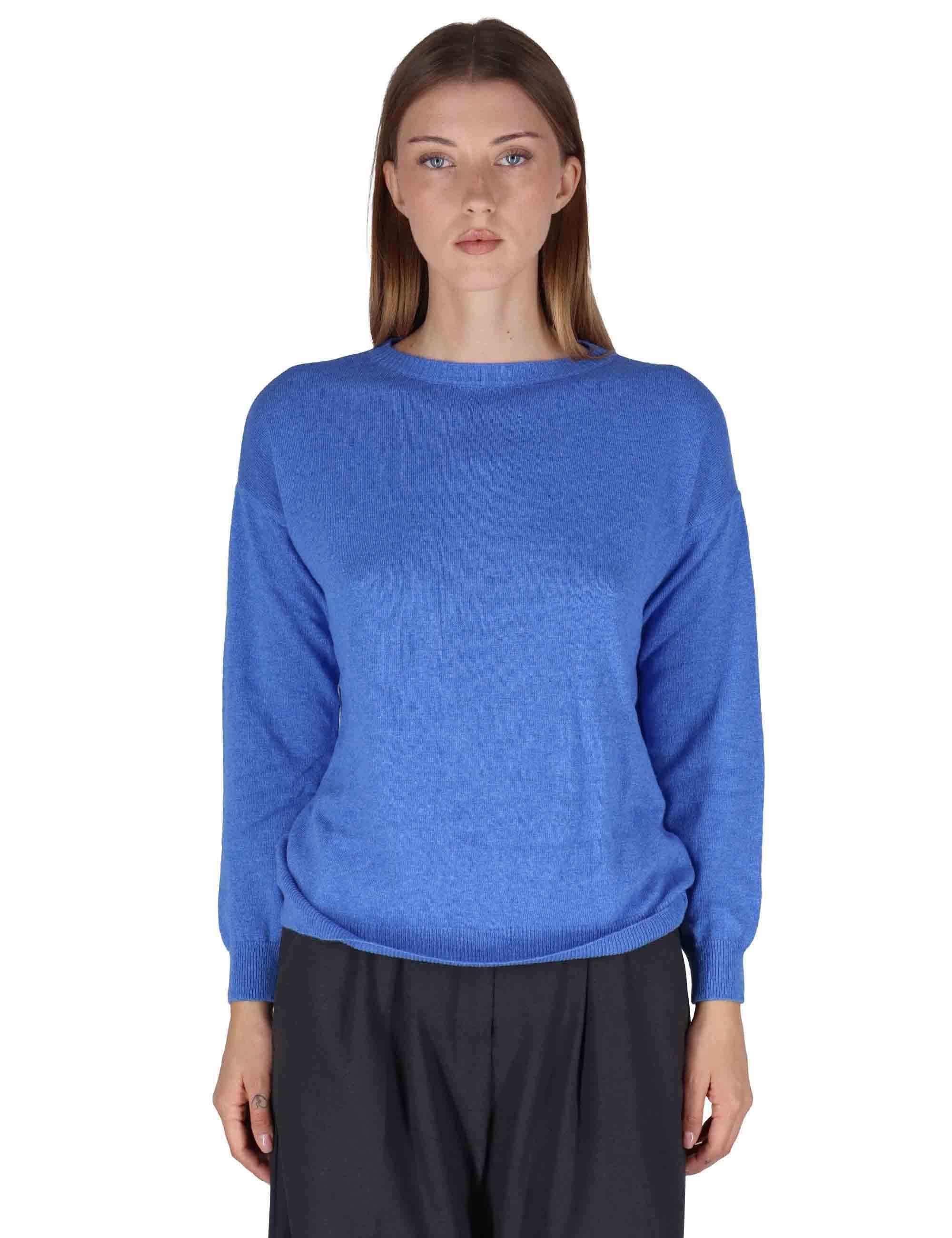 Maglioni donna in misto cachemire blu girocollo con maniche lunghe SPZ03627 003 Spatarella 