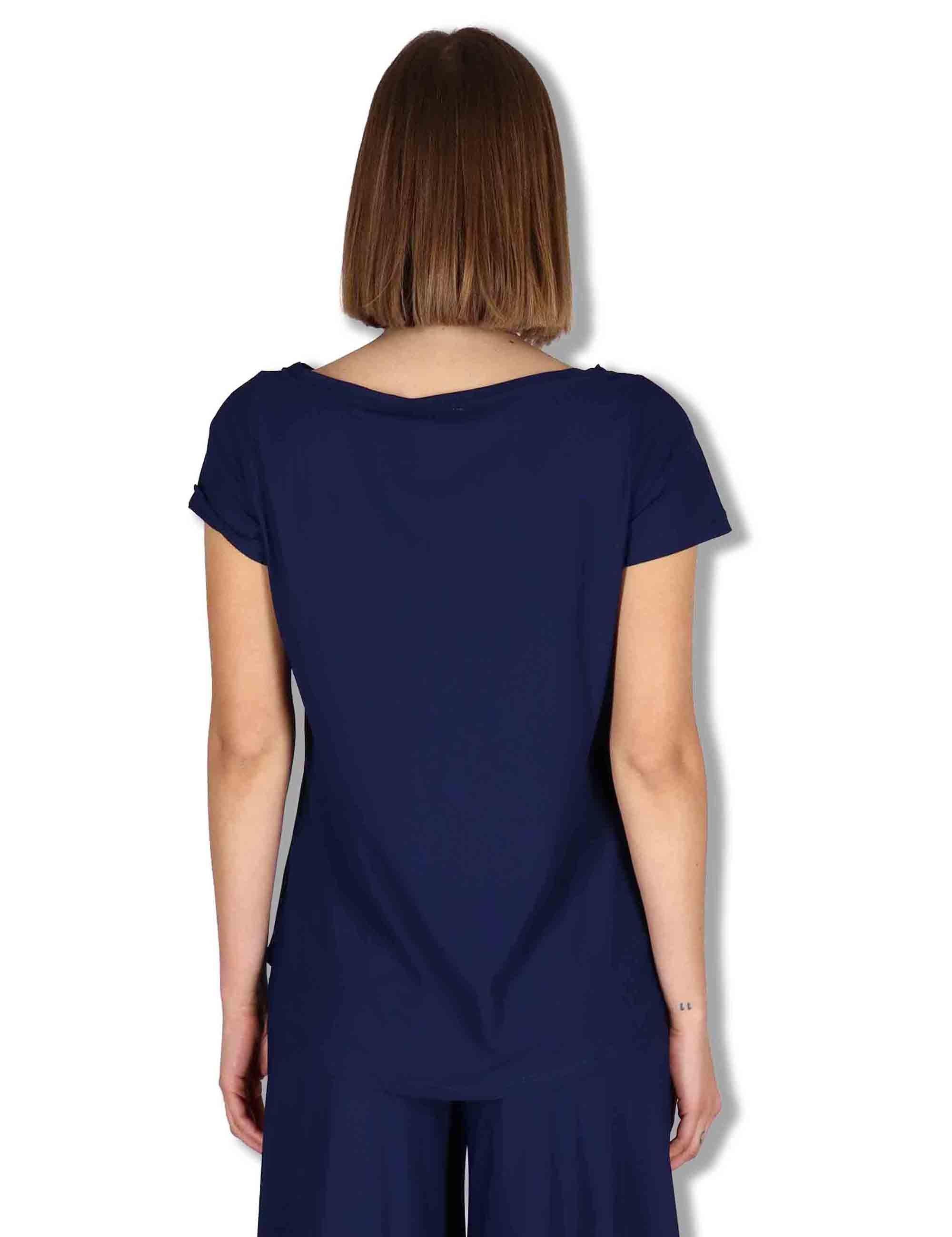 T-Shirt donna Soft in jersey blu mezza manica JK028170210 80043 Maliparmi 