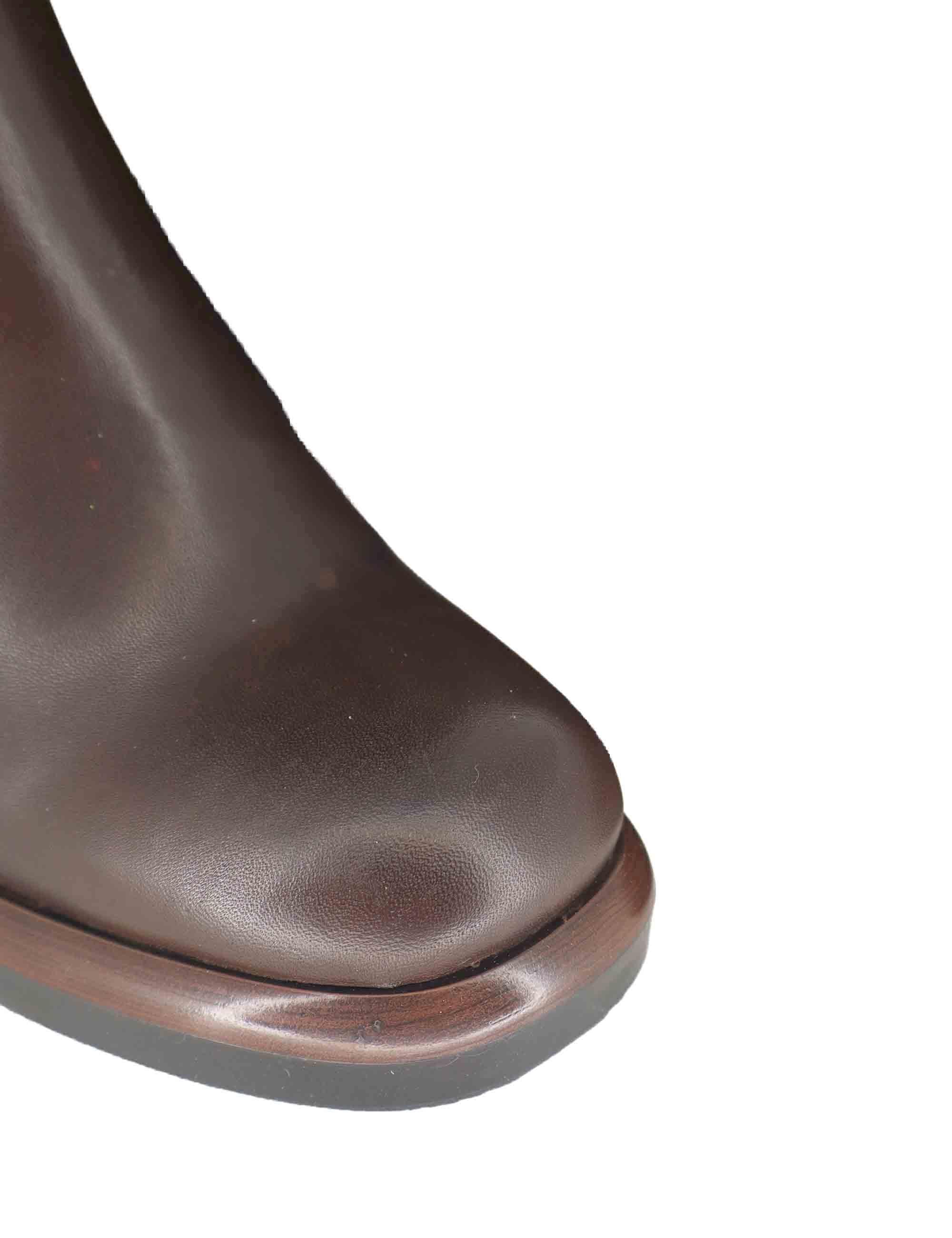 Stivali donna in pelle marrone con con tacco alto e plateau SPST7012 014 Spatarella 