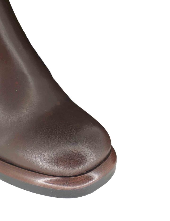 Stivali donna in pelle marrone con con tacco alto e plateau SPST7012 014 Spatarella 