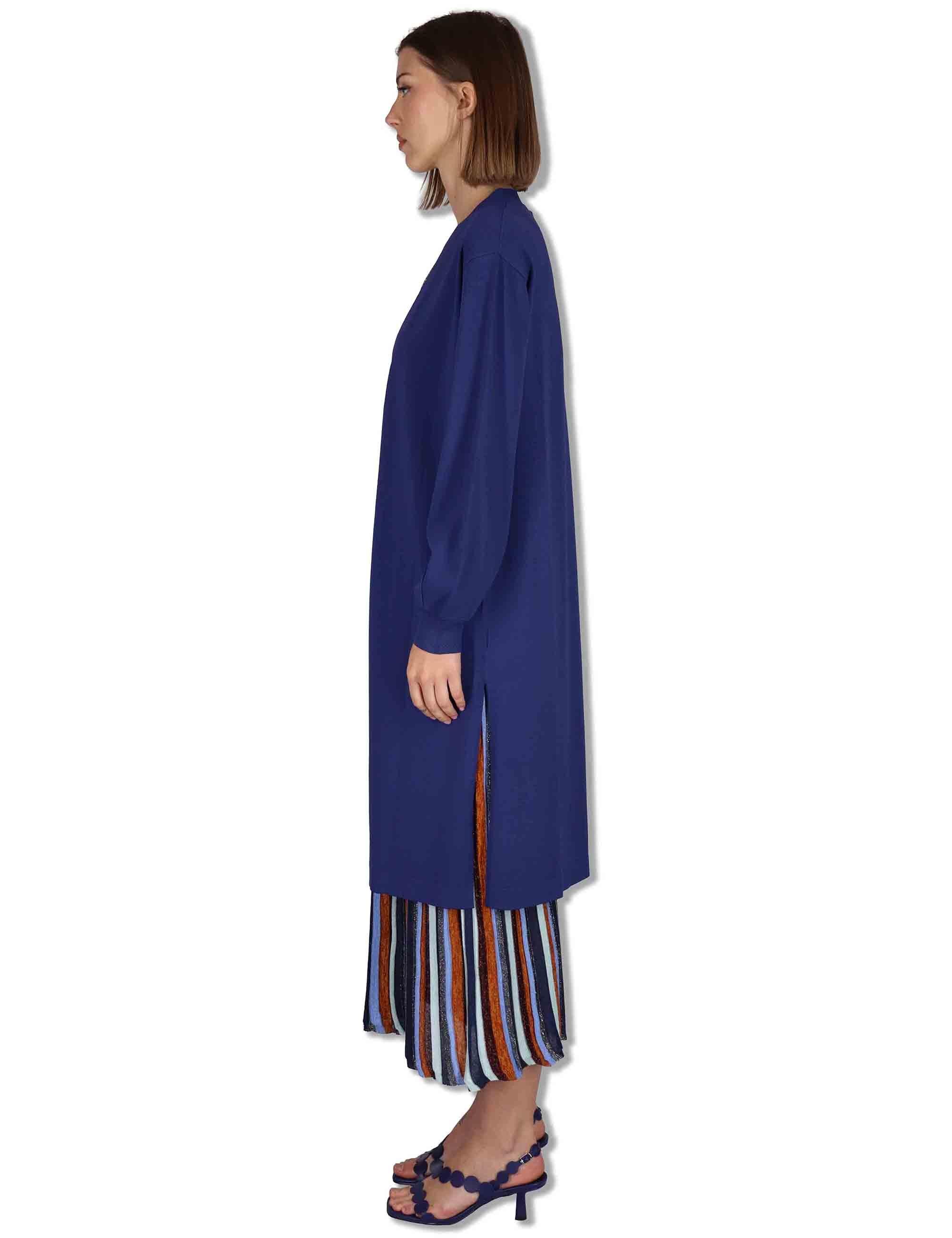Cardigan lungo donna Viscose Fresh in monocolore blu JN370877099 80043 Maliparmi 