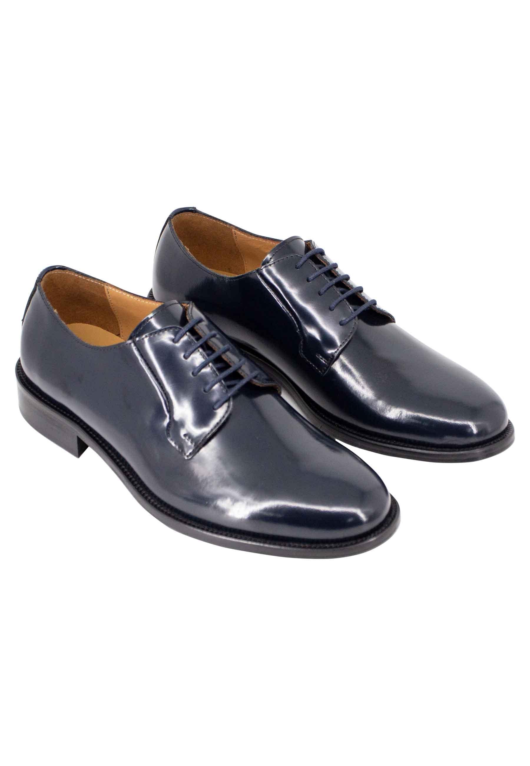 Stringate uomo in pelle blu con suola in cuoio OXFORD 6 002 Rogal's 