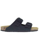 Sandales homme en cuir noir à double boucle, modèle GS823 001.
