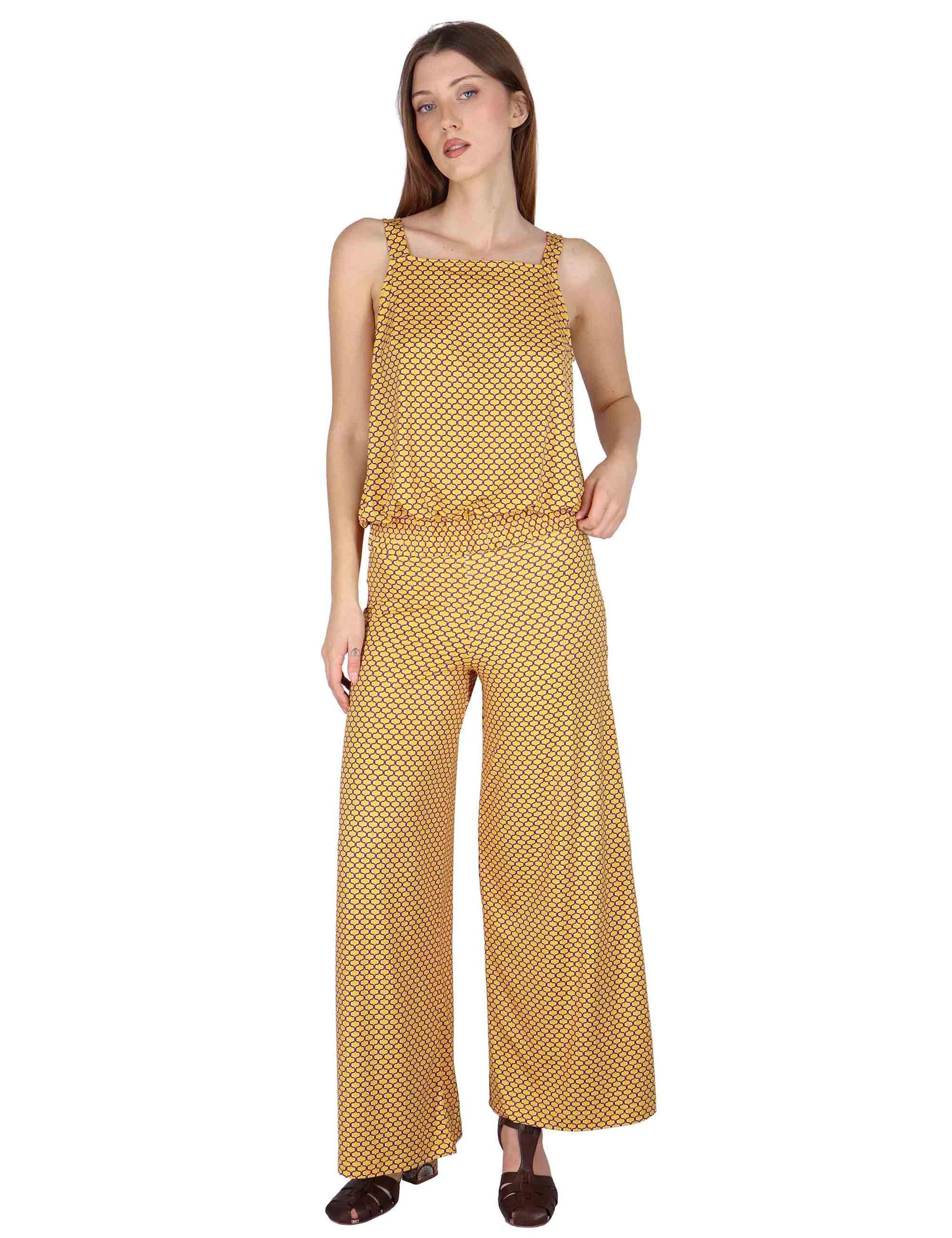 Pantaloni donna Palazzo Trousers in jersey stretch giallo a fantasia JFAPN0001-E2771-1267 1226 Justmine 