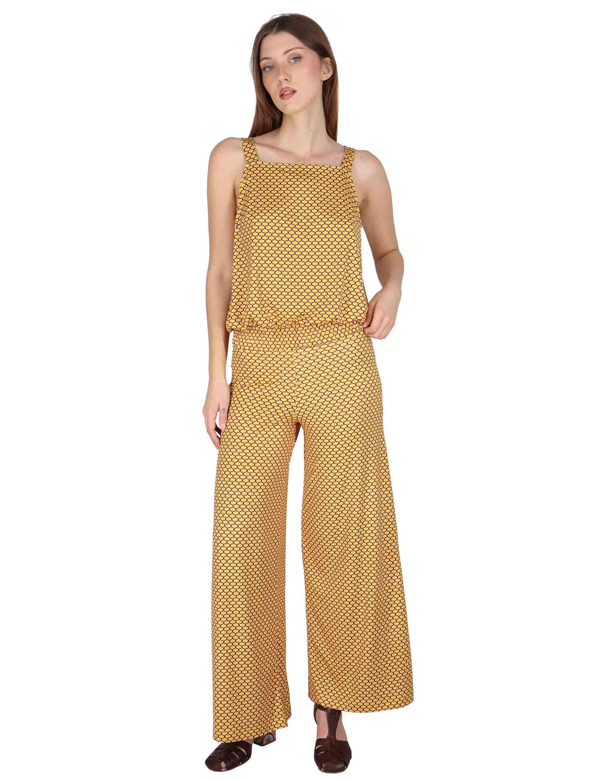 Pantaloni donna Palazzo Trousers in jersey stretch giallo a fantasia JFAPN0001-E2771-1267 1226 Justmine 