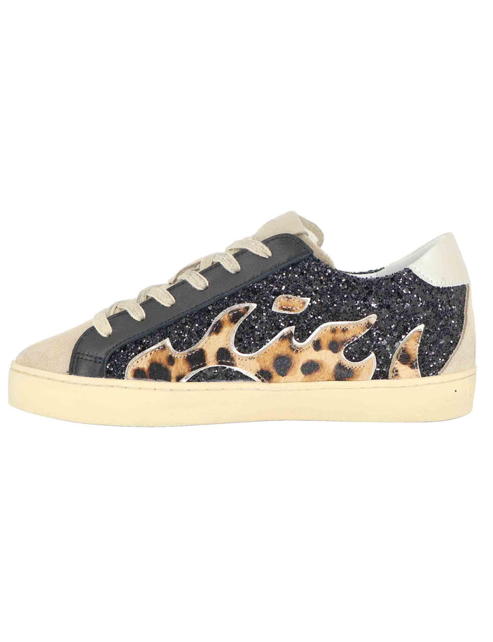 Sneakers donna in glitter nero con logo animalier D0058S05 03 Gamin 