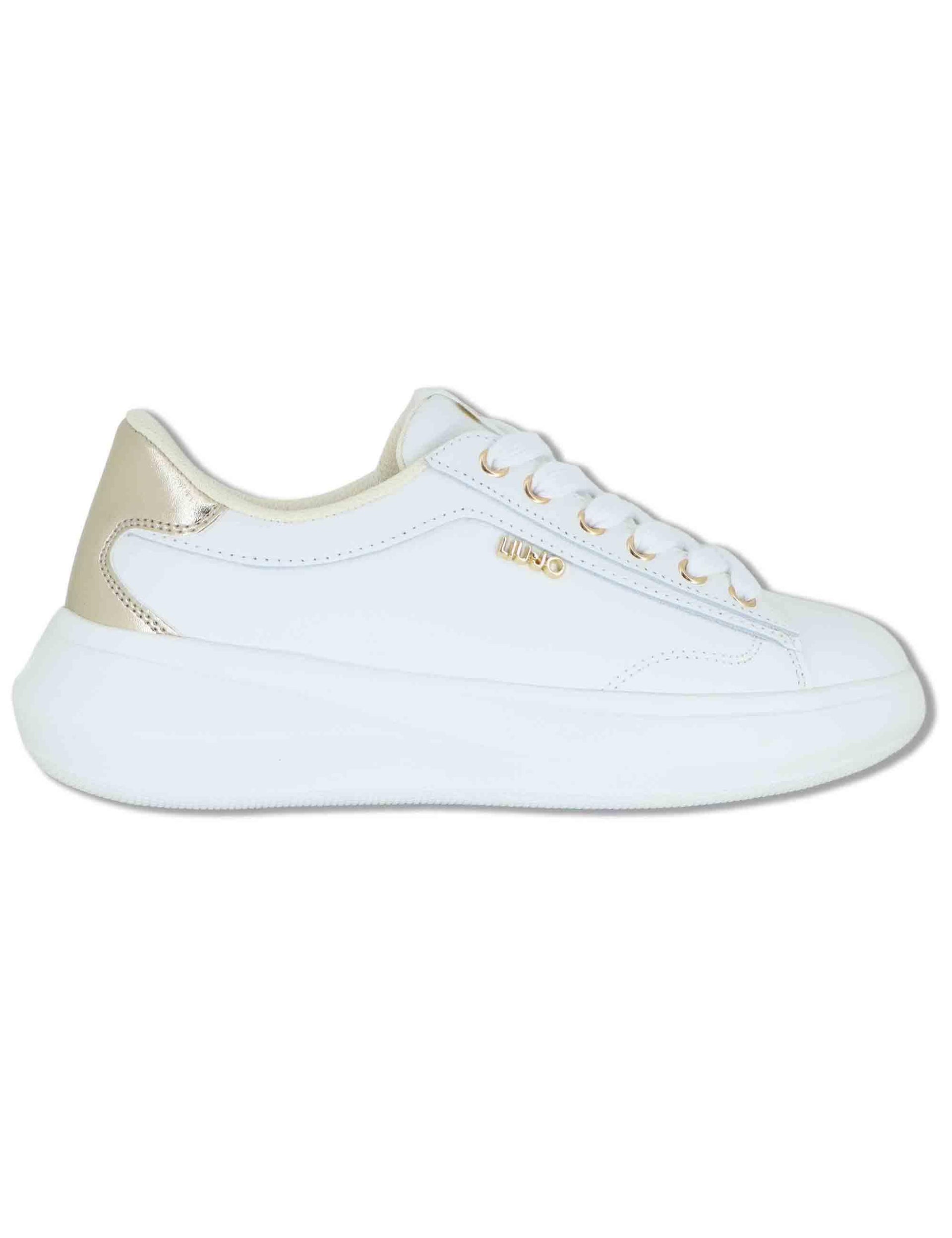 Sneakers donna in pelle e tessuto bianco con suola alta in gomma CASPER 01 WHITE Liu-Jo 