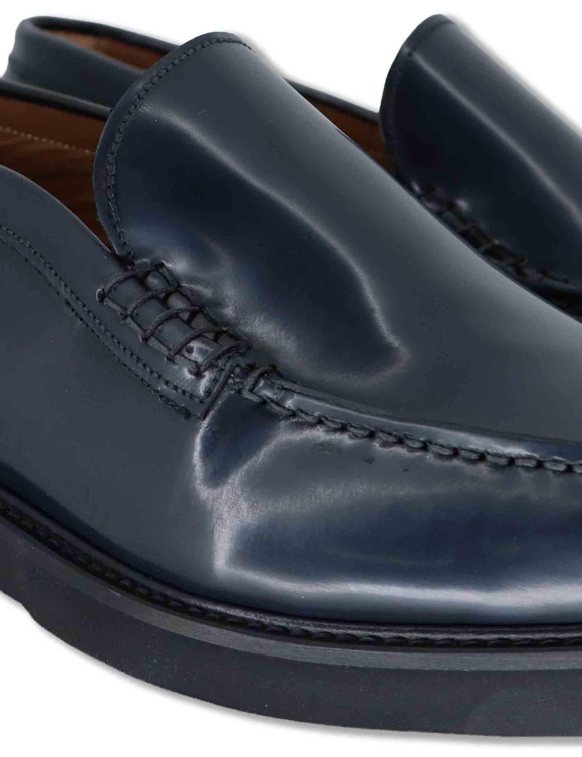 Mocassini uomo in pelle lucida blu fondo gomma senza bendina SP06 002 Spatarella 