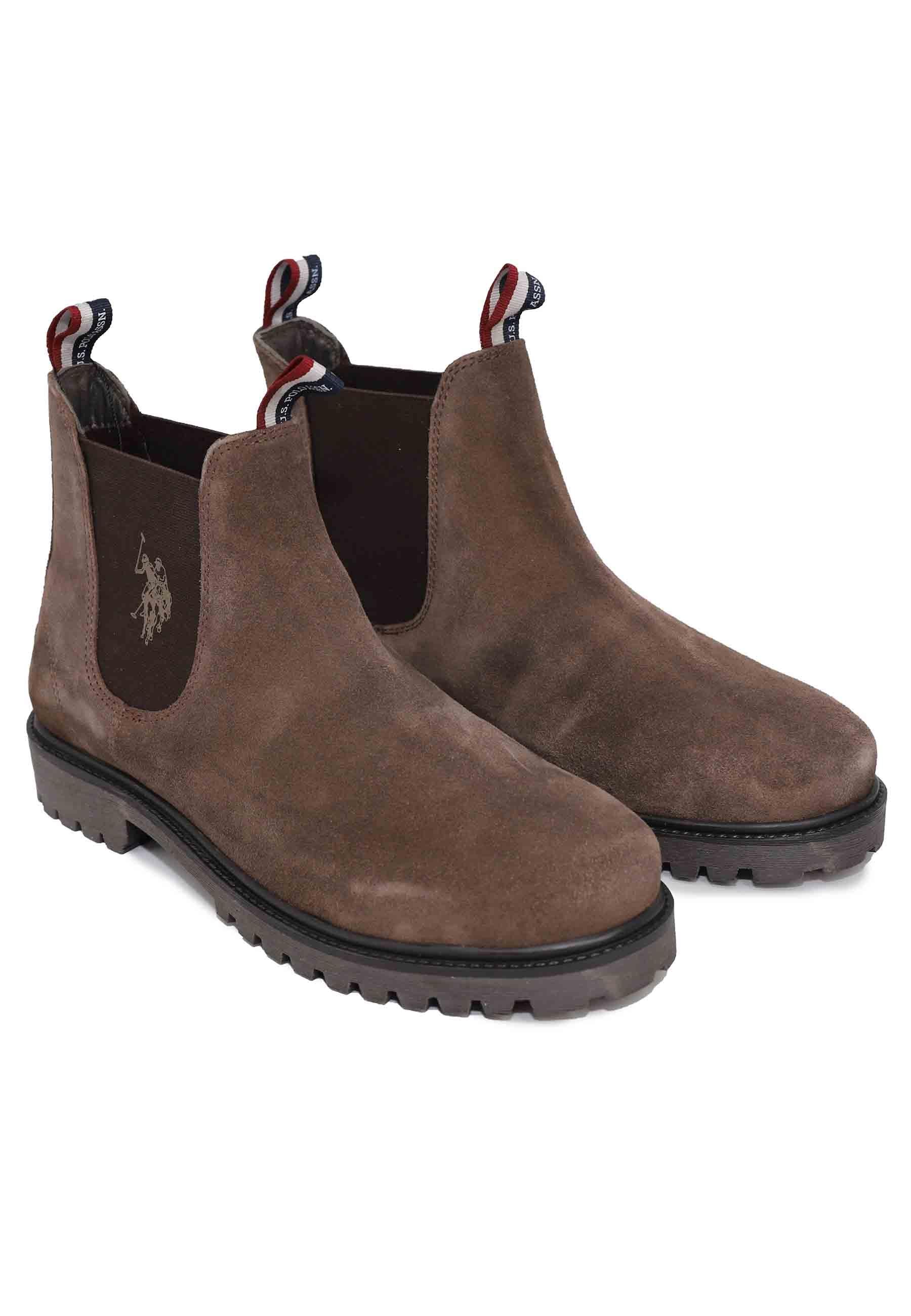 Stivaletti uomo in camoscio marrone suola carrarmato BORAL002D DBR001 U.S. Polo Assn. 