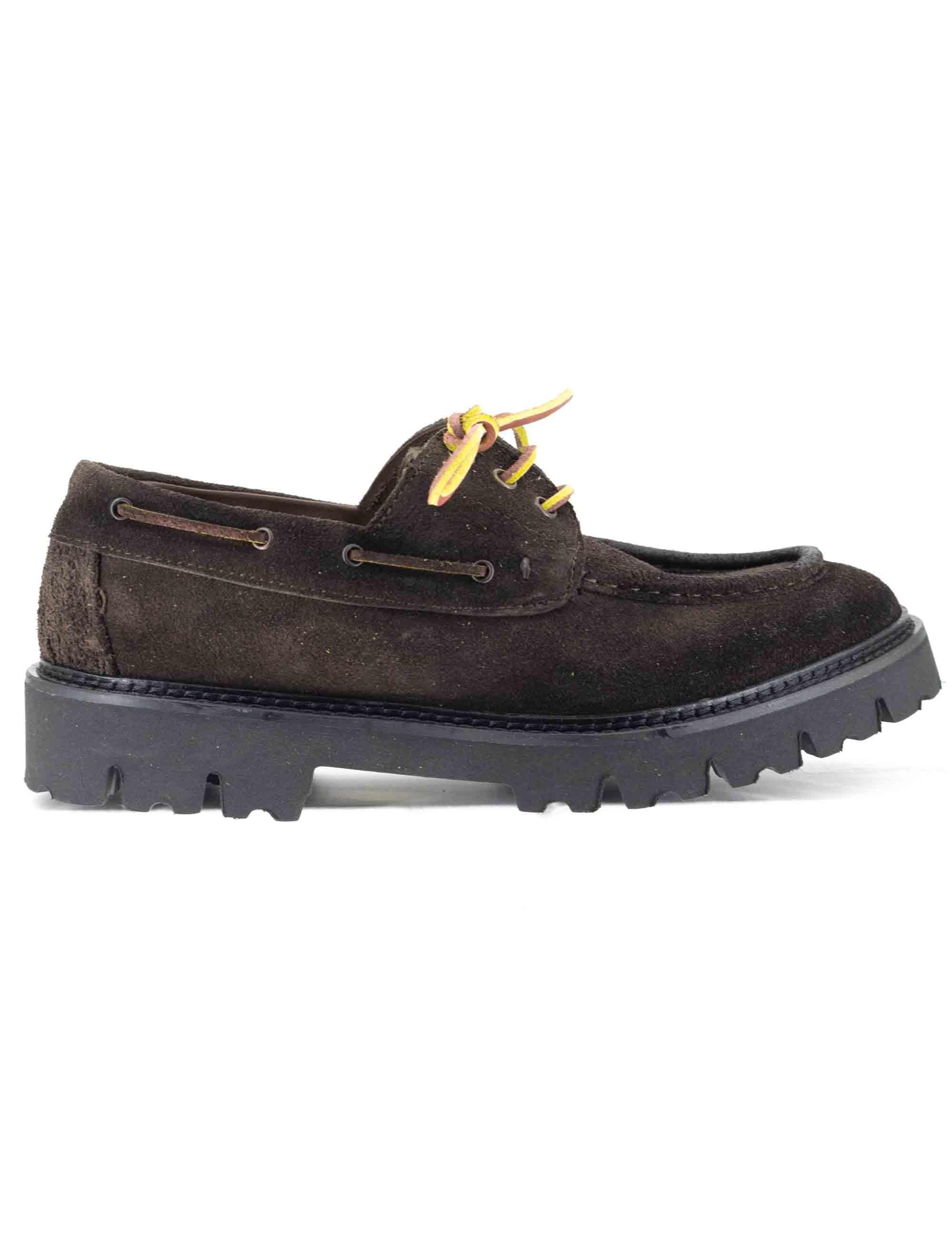 Stringate uomo in camoscio ingrassato marrone con suola carrarmato SP1982 014 Spatarella 