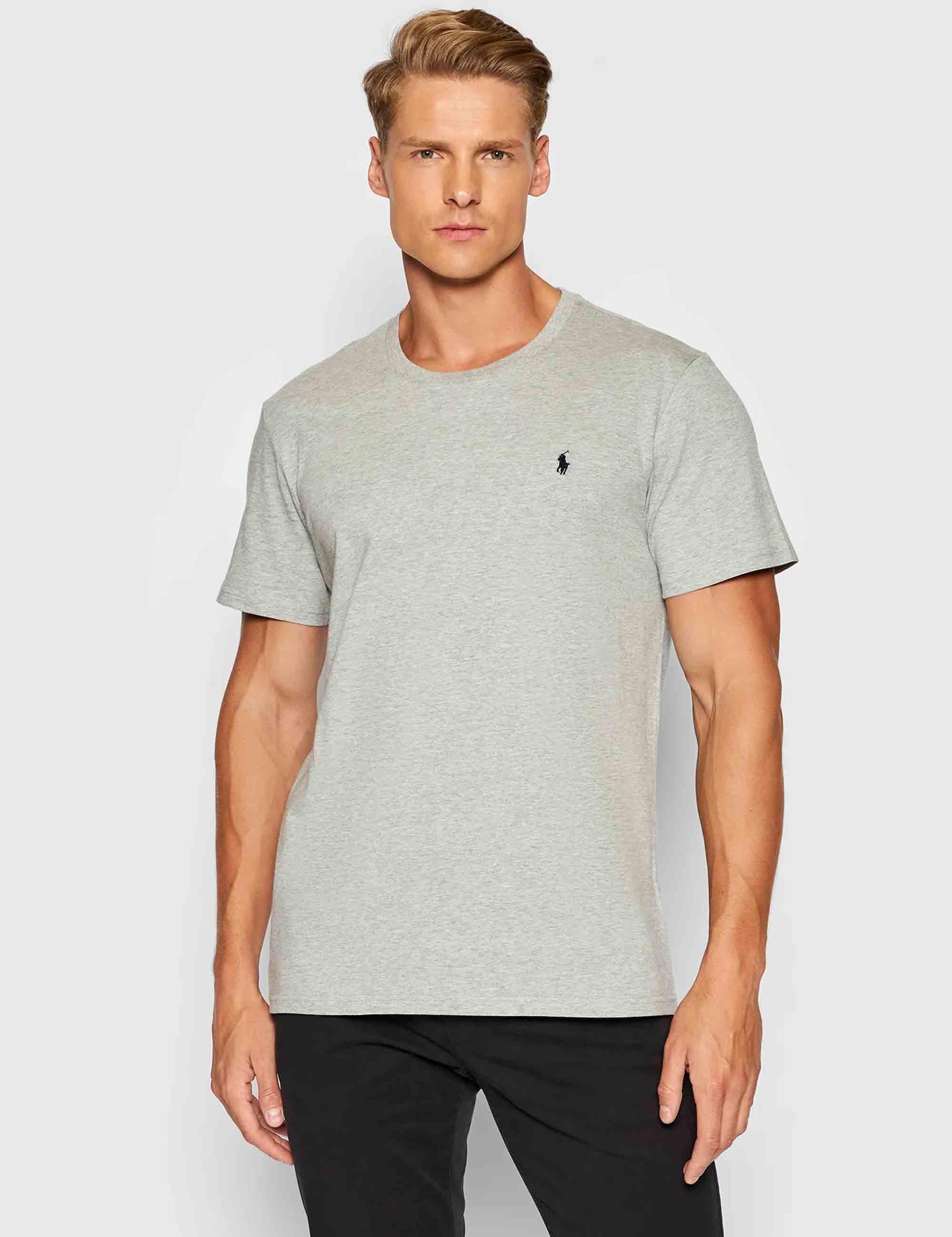 T-shirt uomo Sle in cotone grigio con logo ricamato 714844756003 GRY Polo Ralph Lauren 