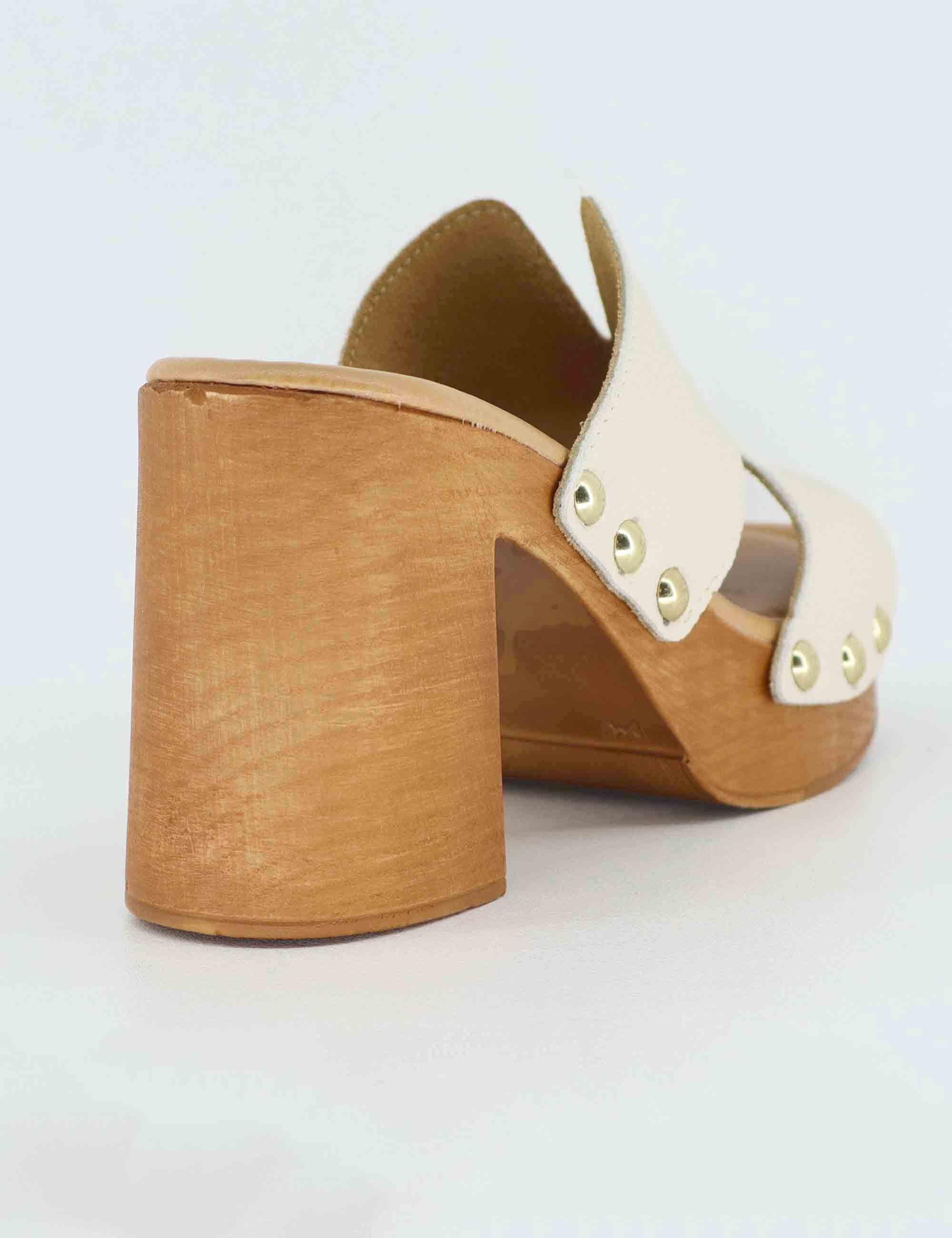 Sandali donna in pelle bianca con tacco in legno SR8484 100 Sandro Rosi 