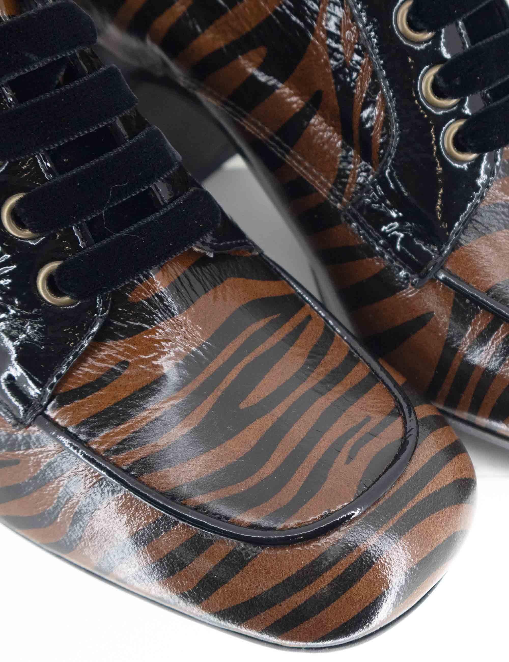 Stringate donna in pelle animalier bicolore con tacco alto 5115Z 019 Les Venues 