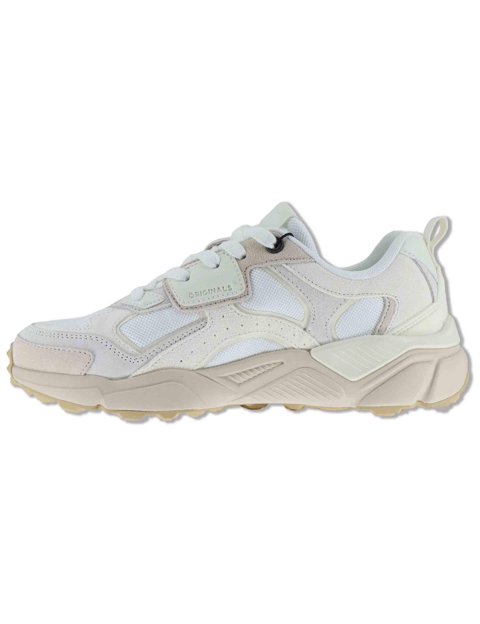 Sneakers uomo in pelle e tessuto off white con suola alta GARNER 025 Colmar 