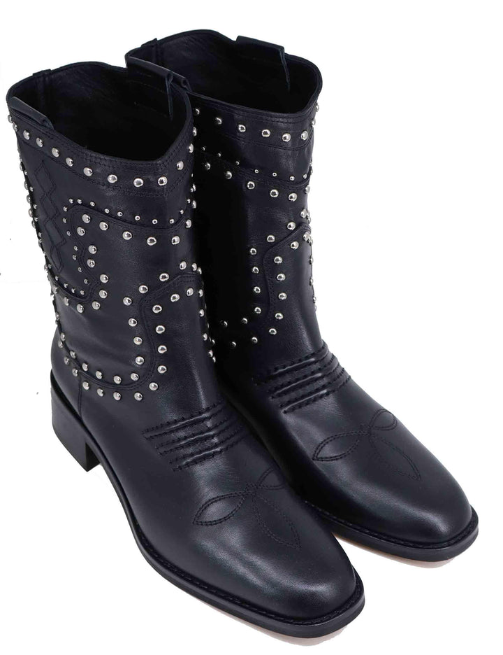 Texani donna Briawa in pelle nera con borchie 822T10AA 03 Bibi Lou 