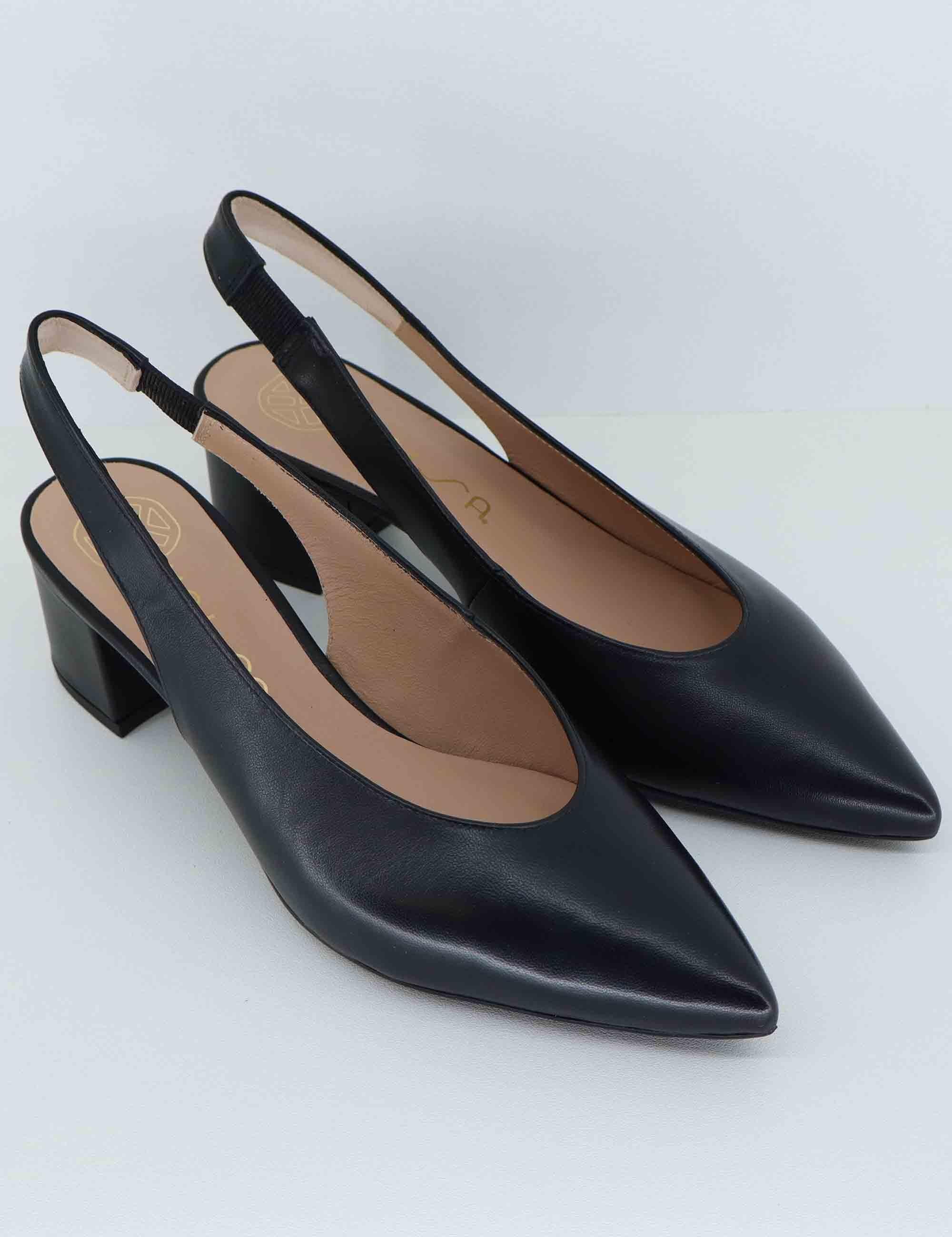 Decollete slingback donna in pelle nera JENSEN NTO_BLACK Unisa 