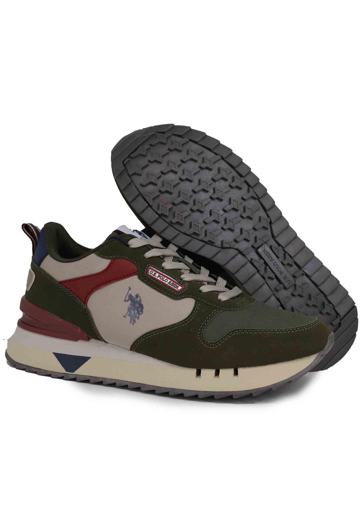 Sneakers uomo in tessuto verde con suola alta BUZZY001A OLI-BOR01 U.S. Polo Assn. 