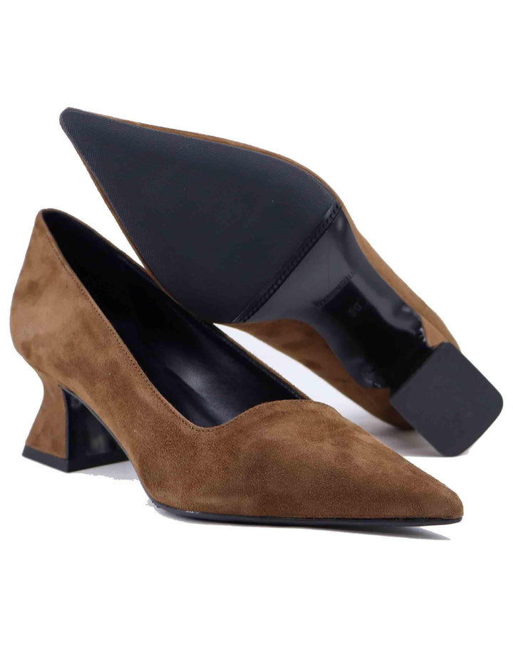 Decollete donna in camoscio marrone tacco basso SP1044 014 Spatarella 