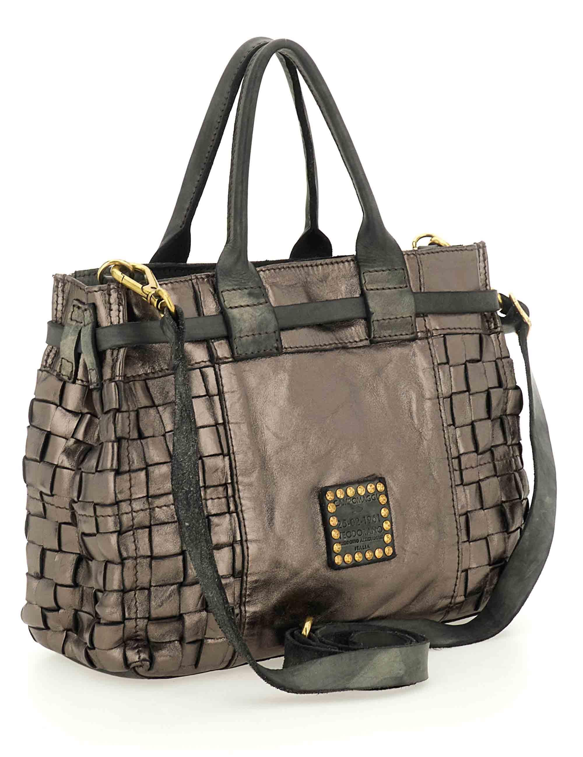 Borse donna Shopping Penelope in pelle canna di fucile intrecciata con doppi manici C042630ND X2770 F0603 Campomaggi 