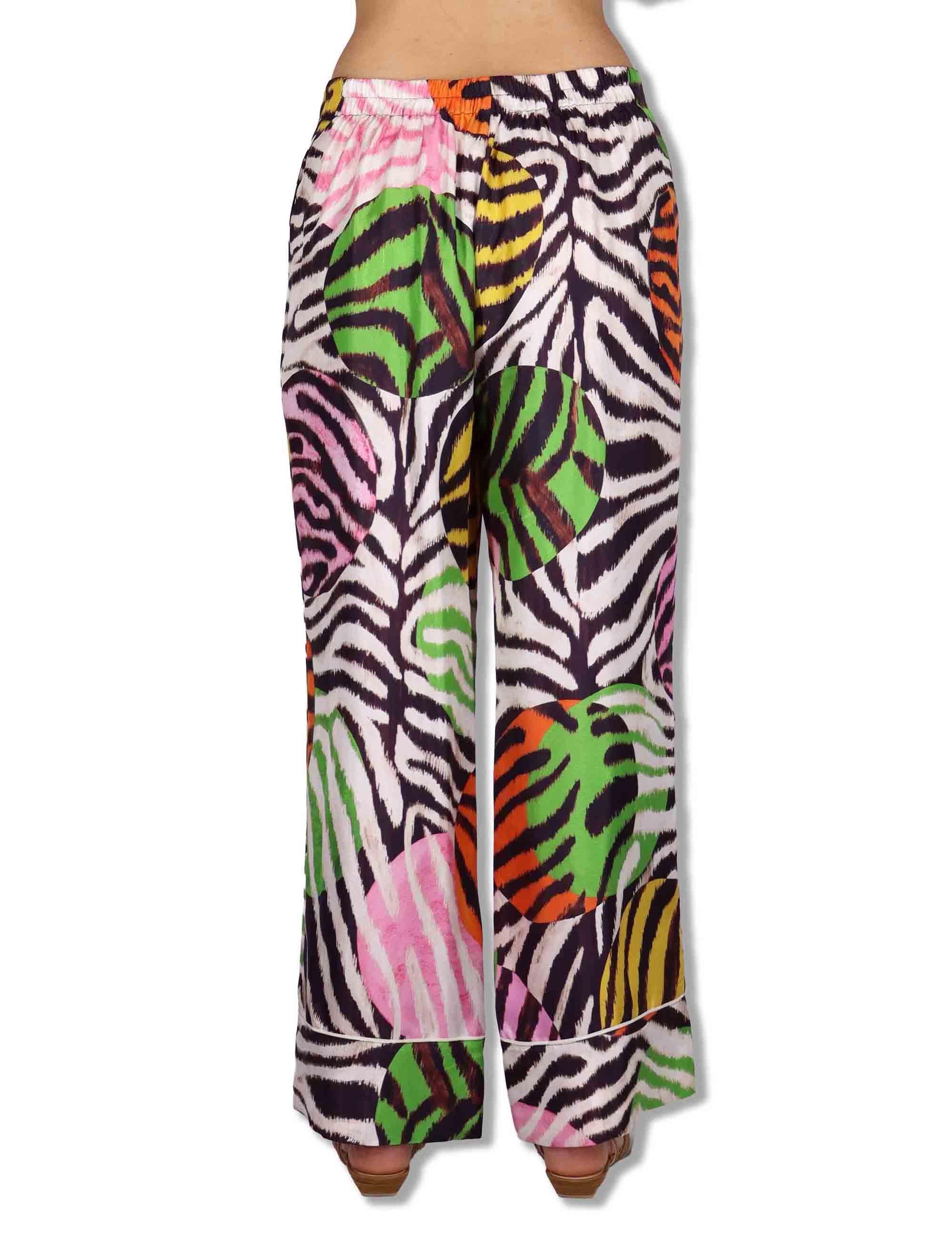 Pantaloni donna Collection Print in seta bianca a fantasia JH807631027 B1141 Maliparmi 