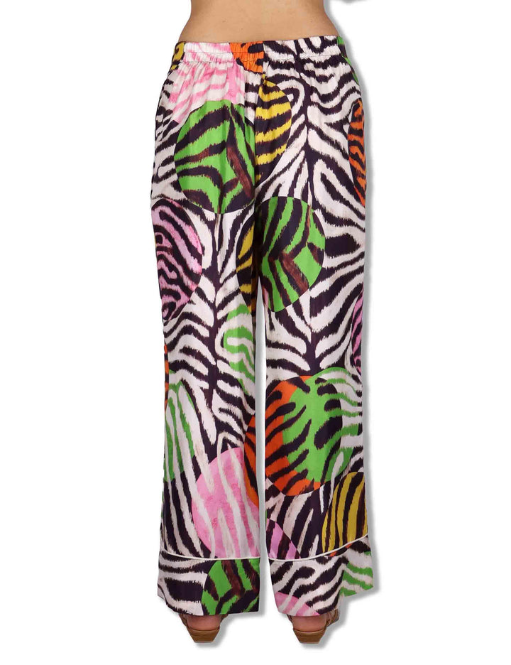 Pantaloni donna Collection Print in seta bianca a fantasia JH807631027 B1141 Maliparmi 