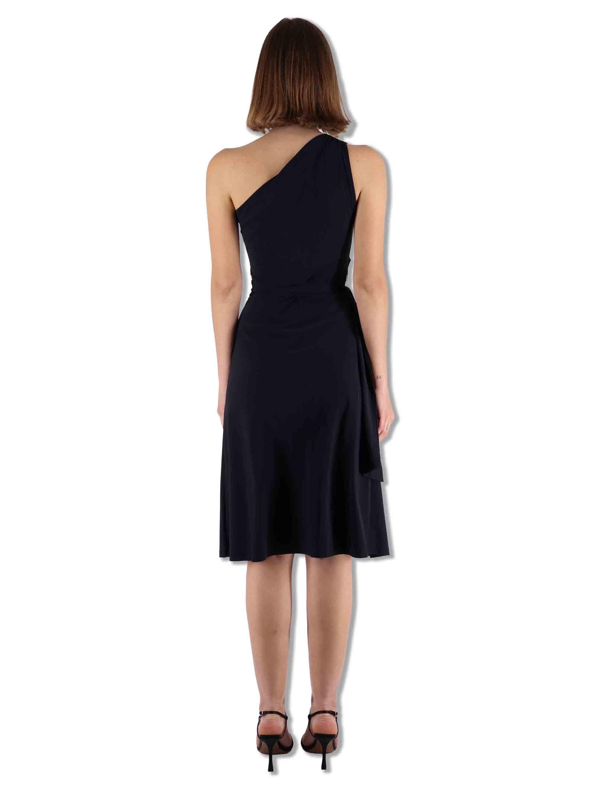 Abiti donna Soft in jersey nero monospalla con fusciacca JF671570210 20000 Maliparmi 