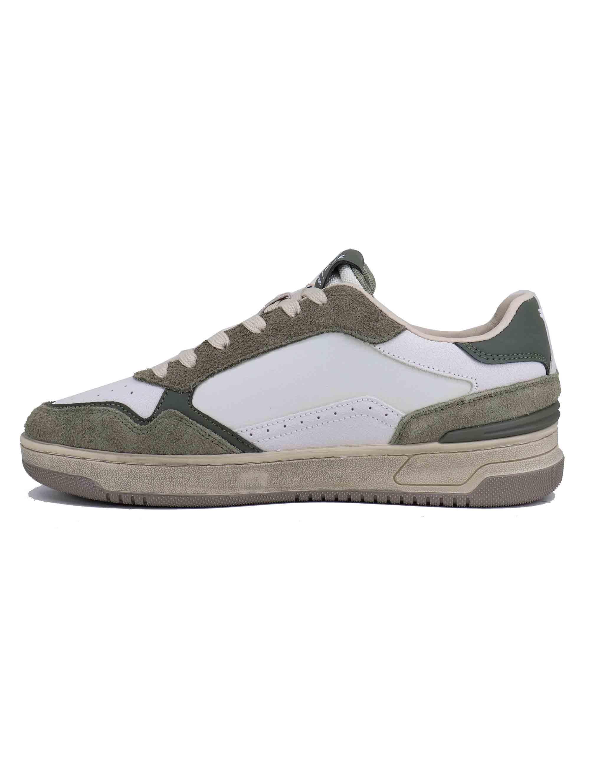Sneakers uomo in pelle bianca con riporti verde 8800120 Kaki Victoria 