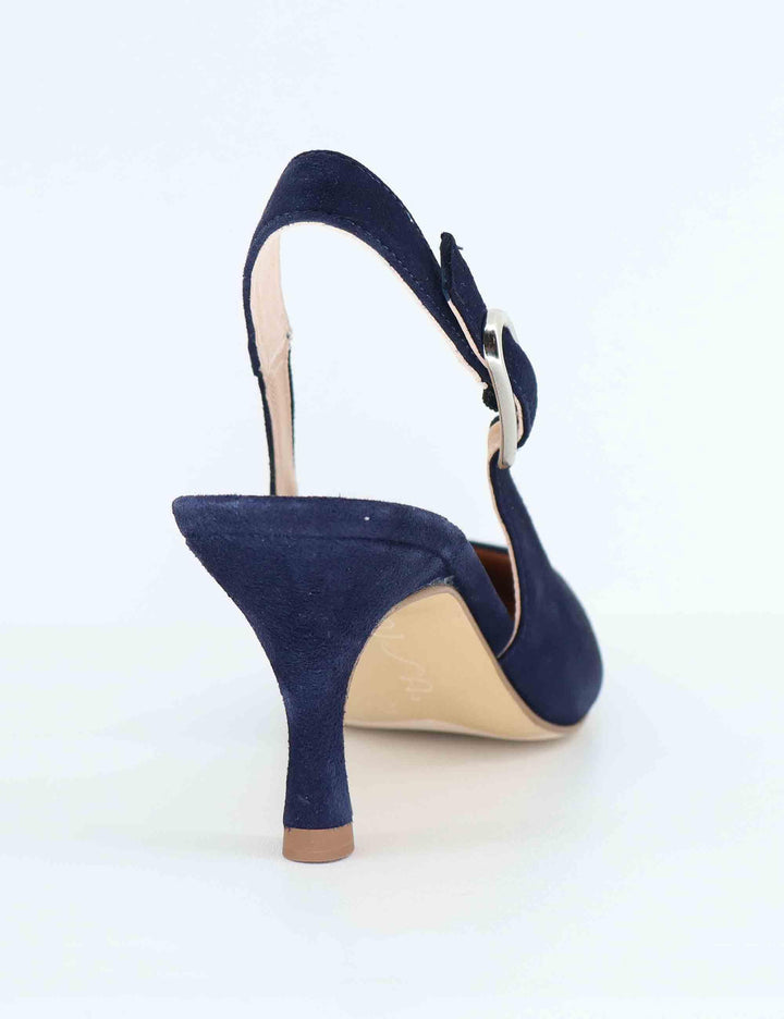 Decollete slingback donna in camoscio blu tacco alto LANZ KS_OCEAN Unisa 