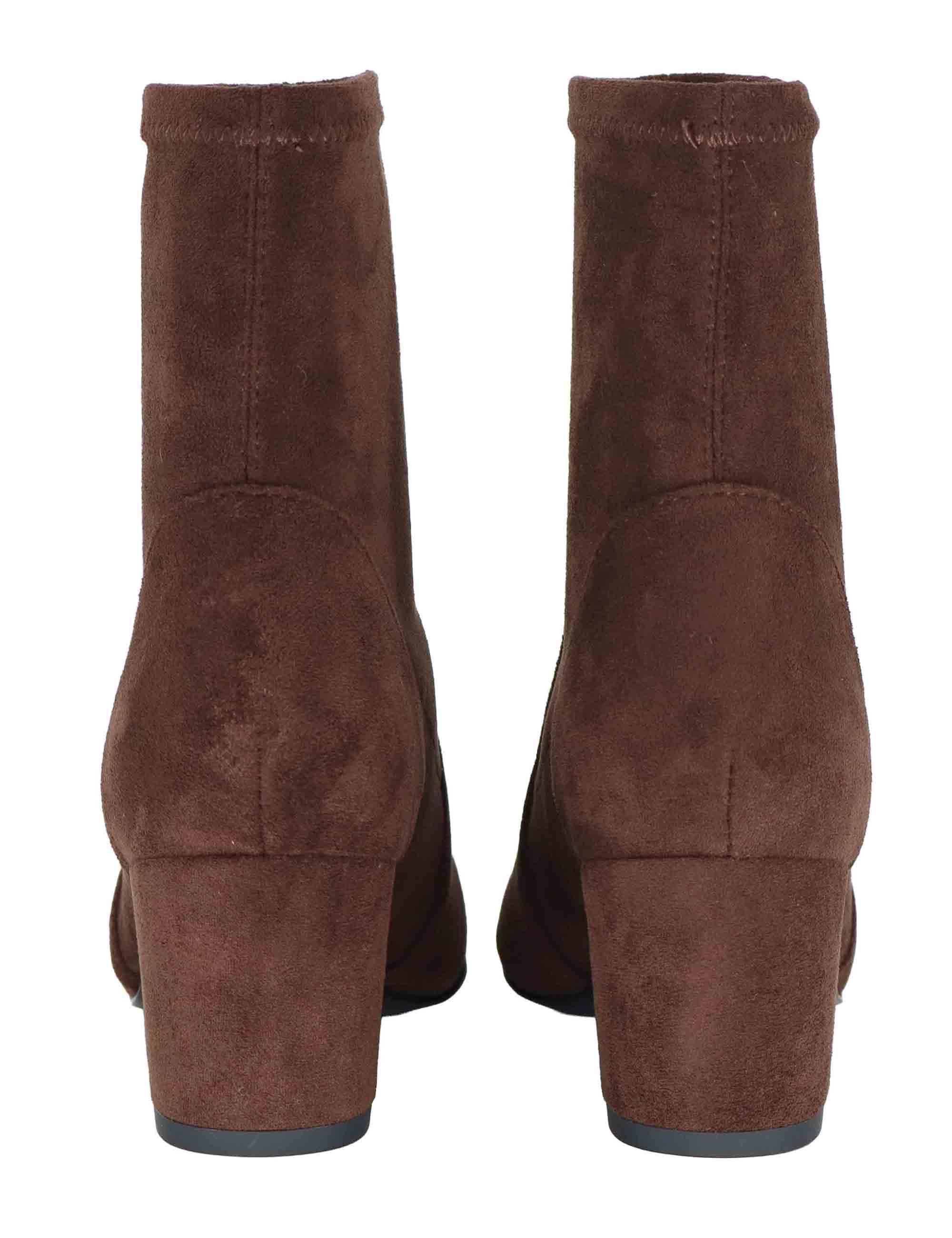 Stivaletti donna in tessuto elasticizzato marrone con tacco medio 506T82VK 90 Bibi Lou 