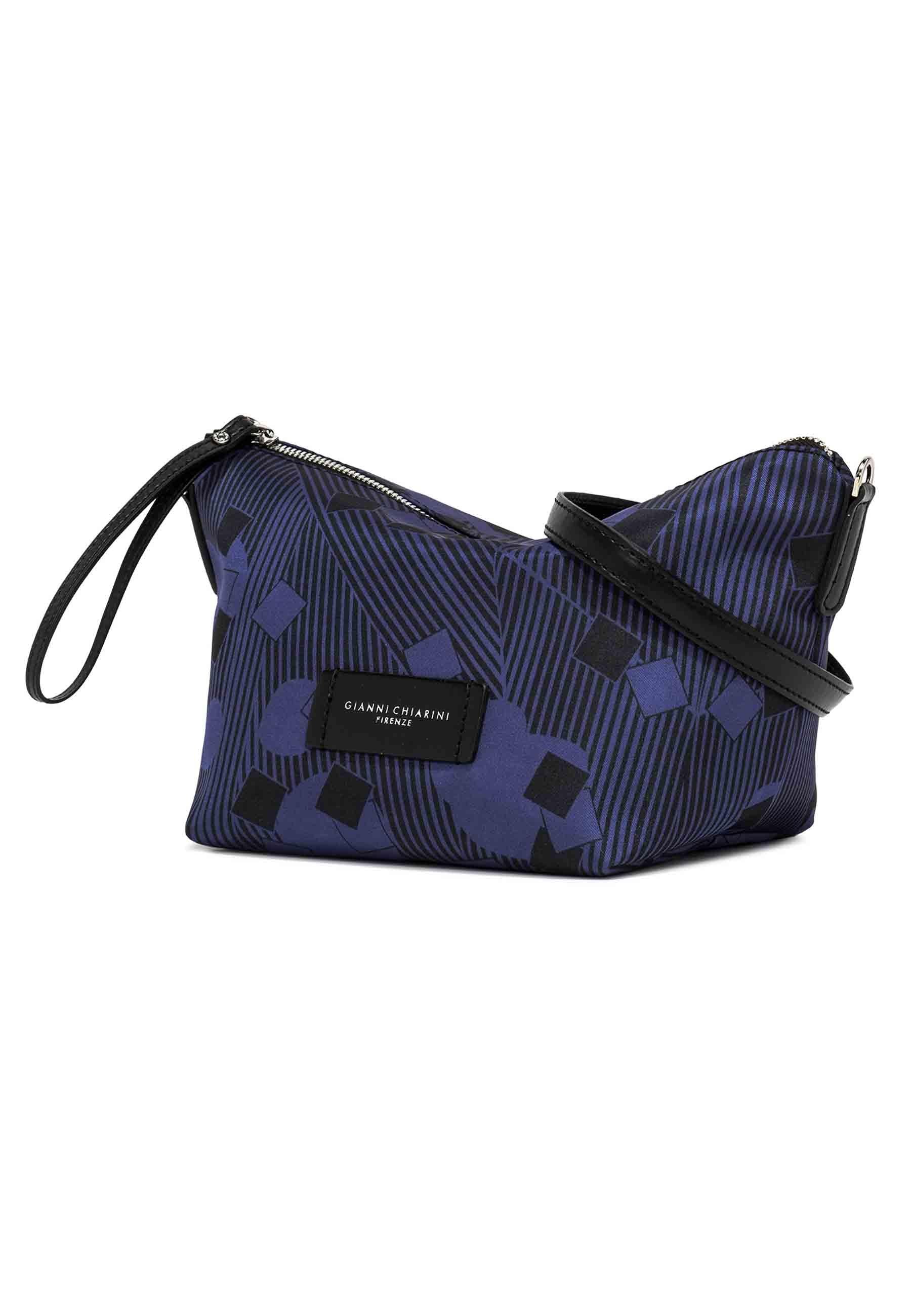 Pochette donna in tessuto fantasia blu con manico e tracolla in pelle SB9390 TOMCUBE Gianni Chiarini 