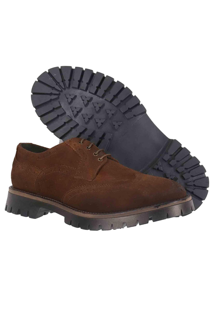 Stringate da uomo in camoscio cuoio con impunture all'inglese e suola carrarmato SP1268 034 Spatarella 