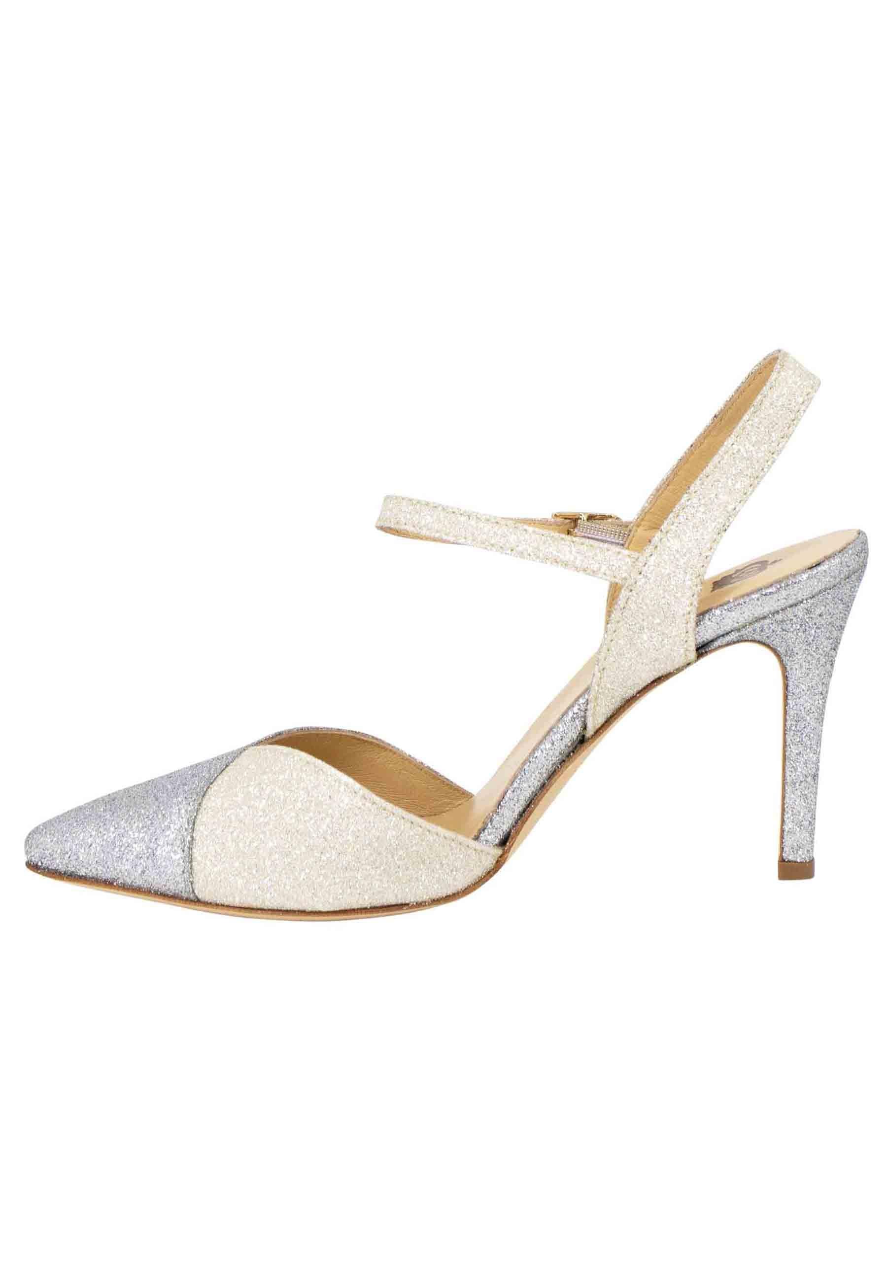 Sandali donna in glitter argento con cinturino alla caviglia DE1542 612 L'Arianna 