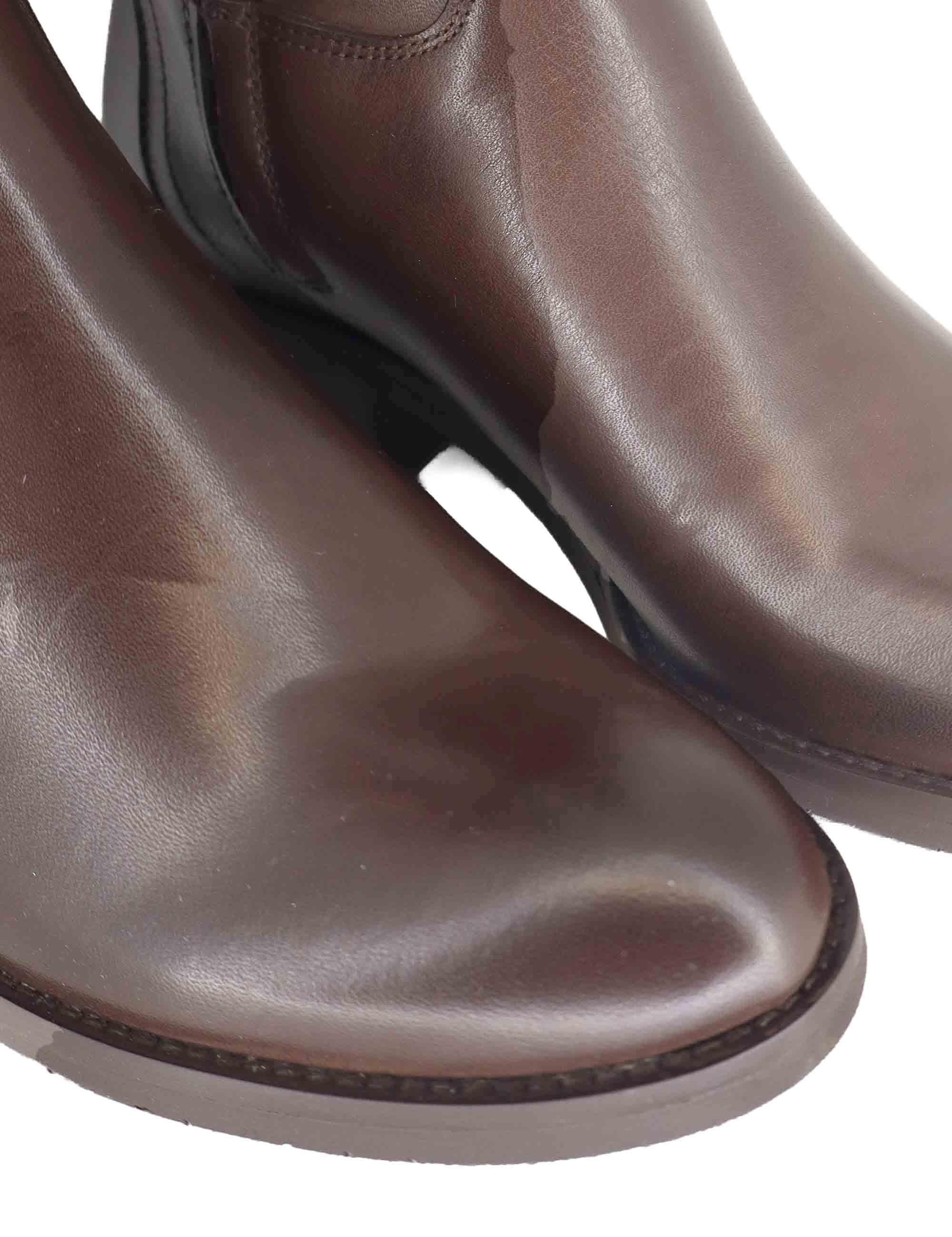 Stivali donna in pelle marrone con tacco basso e fascia elastica posteriore SPST514 014 Spatarella 